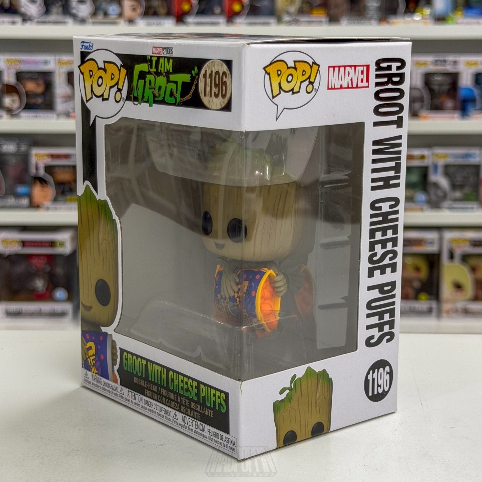Funko Pop Marvel I Am Baby Groot with Cheese Puffs 1196 GOTG Toy Vinyl Figure