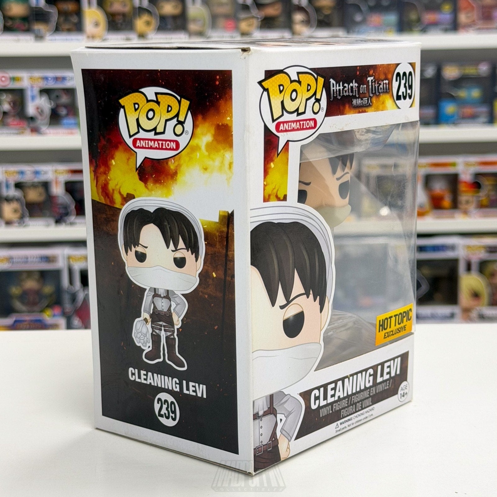 Funko Pop Anime Attack on Titan Cleaning Levi Hot Topic 239 Manga Vinyl Figure