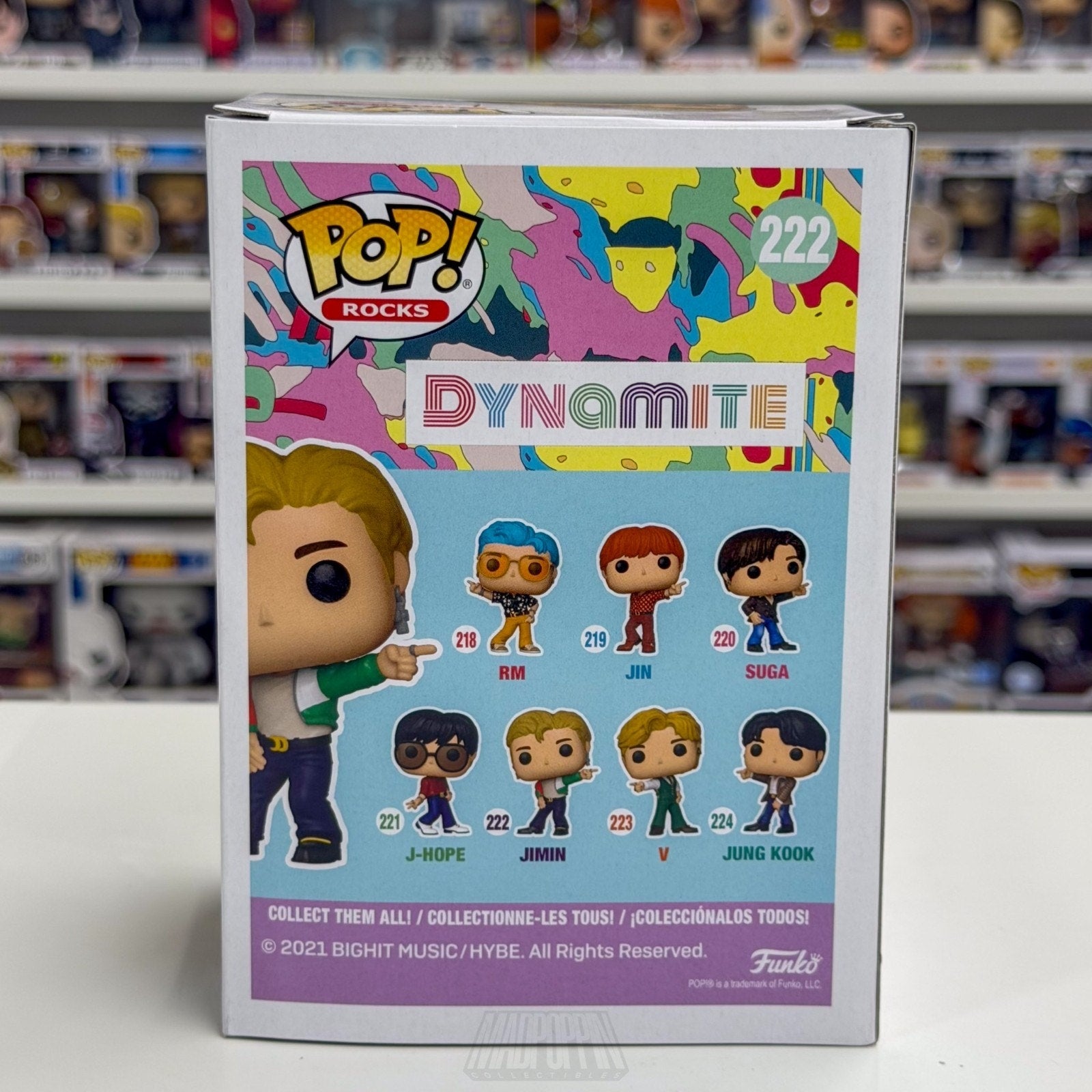 Funko Pop Rocks BTS Dynamite Jimin 222 Boy Band Korean K-Pop Toy Vinyl Figure