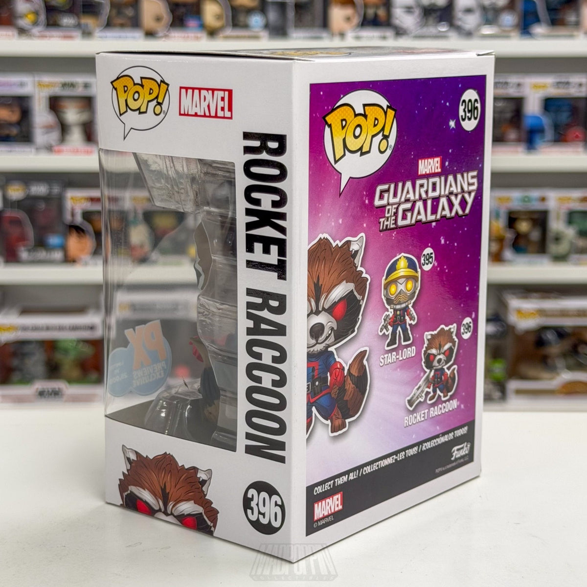 Funko Pop Marvel GOTG Rocket Raccoon Classic PX Exclusive 396 Toy Vinyl Figure
