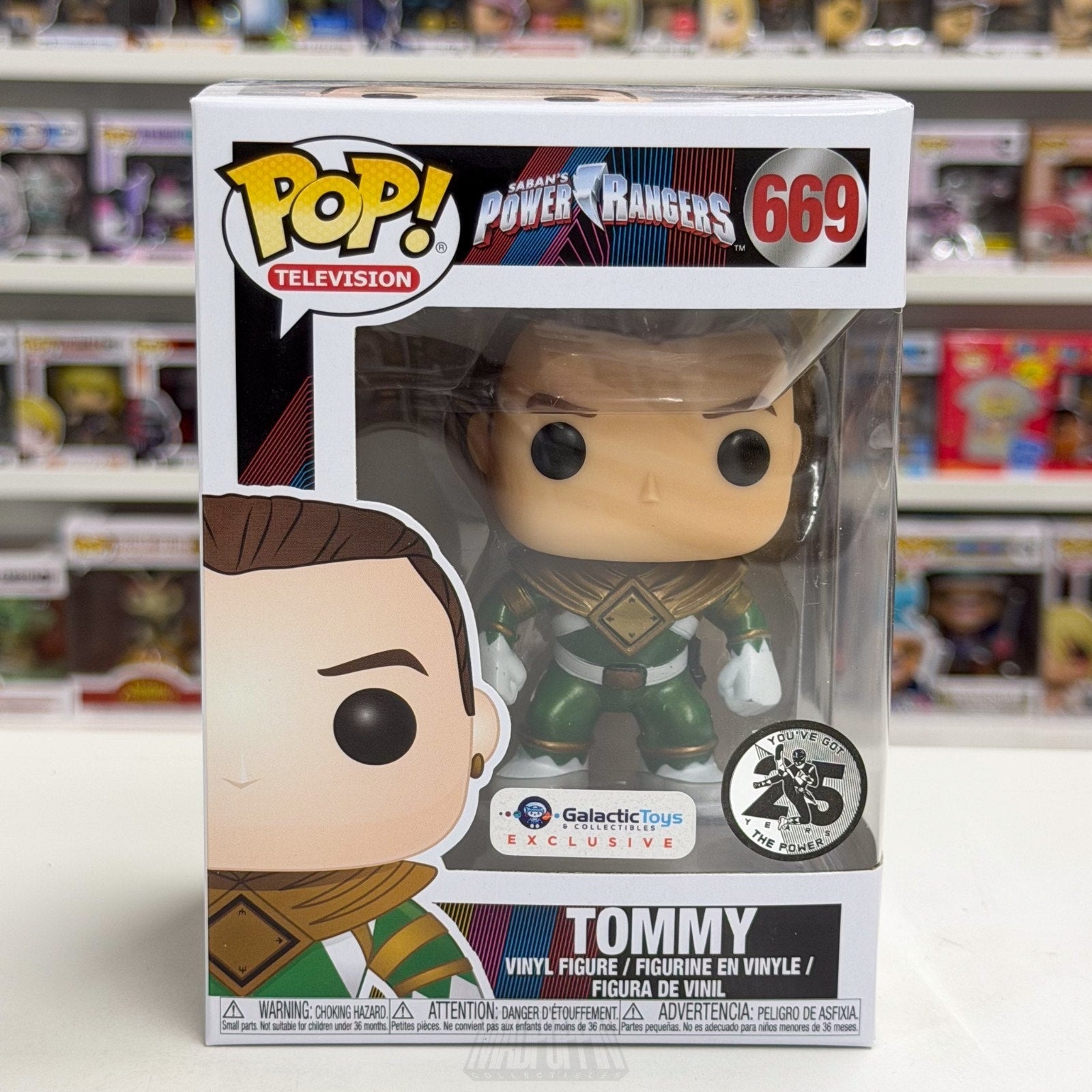 Funko Pop TV Power Rangers Tommy Green Metallic Galactic Toys 669 Vinyl Figure