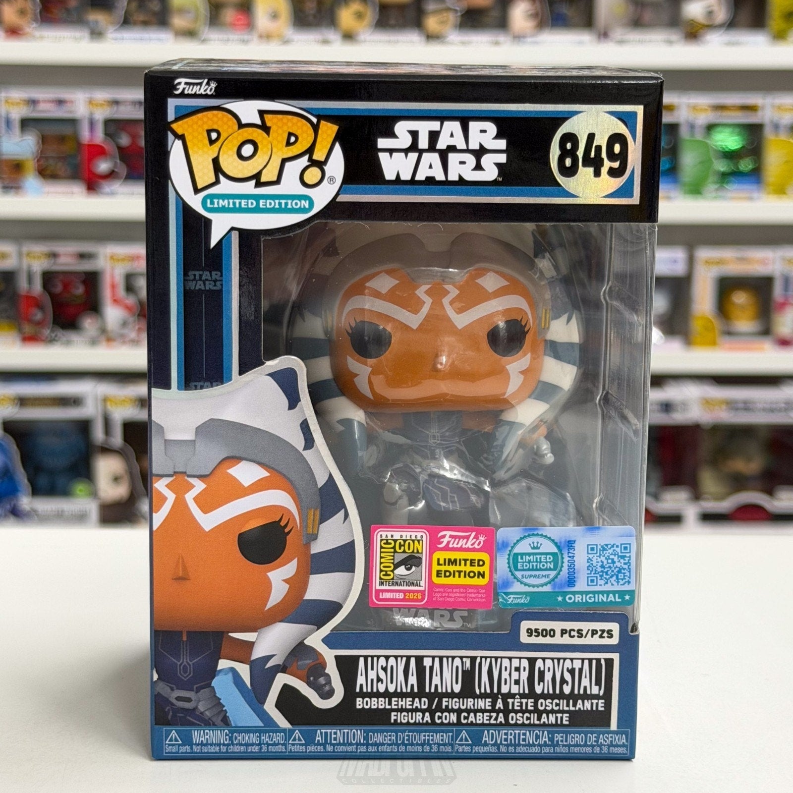 Funko Pop Star Wars Ahsoka Tano Kyber Crystal 849 SDCC 2026 LE 9500 CON STICKER