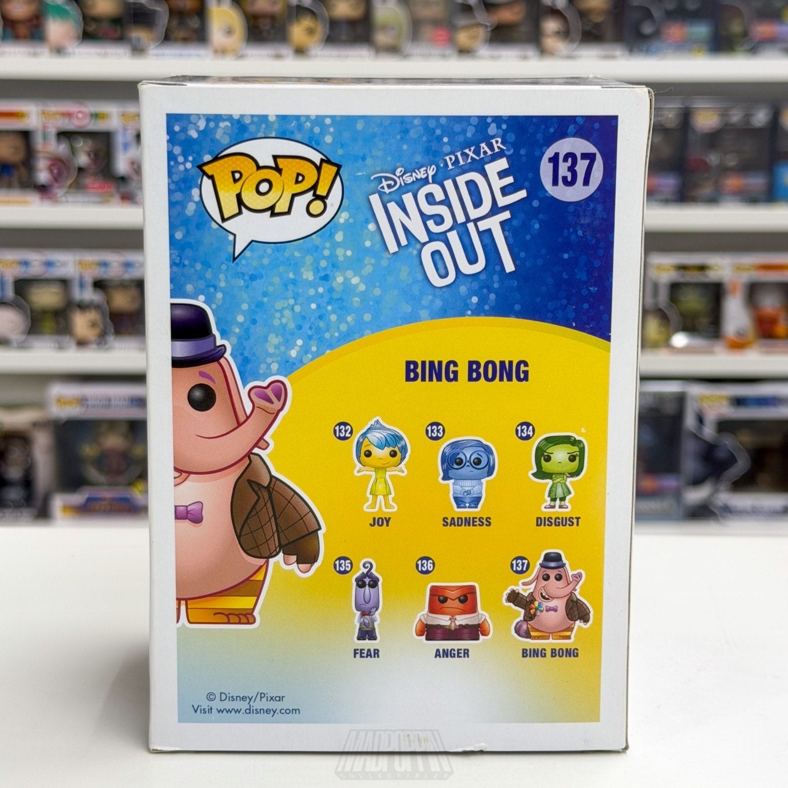 Funko Pop Disney Pixar Inside Out Bing Bong Clear Hot Topic 137 Toy Vinyl Figure