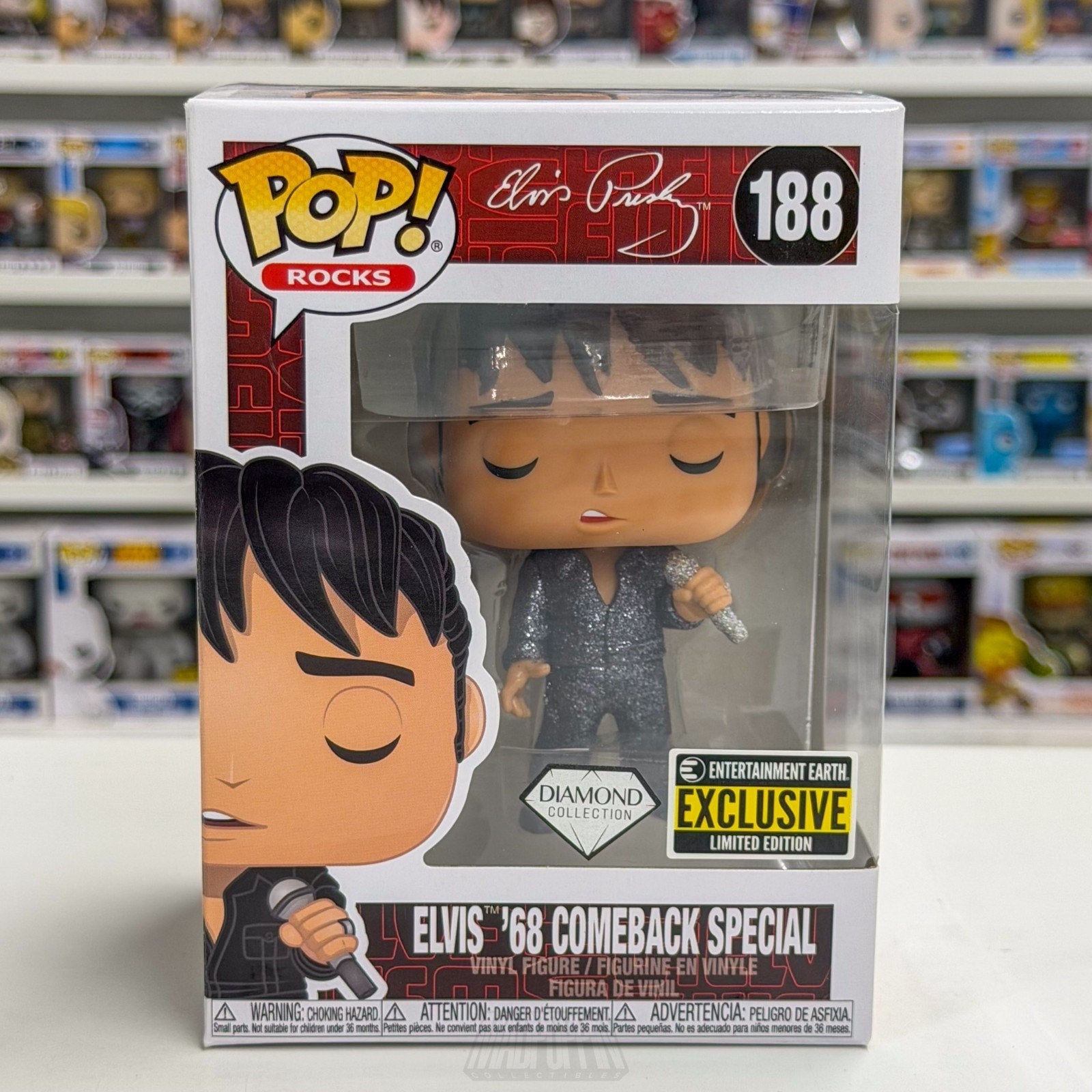 Funko Pop Elvis Presley 68 Comeback Special Diamond Entertainment Eart