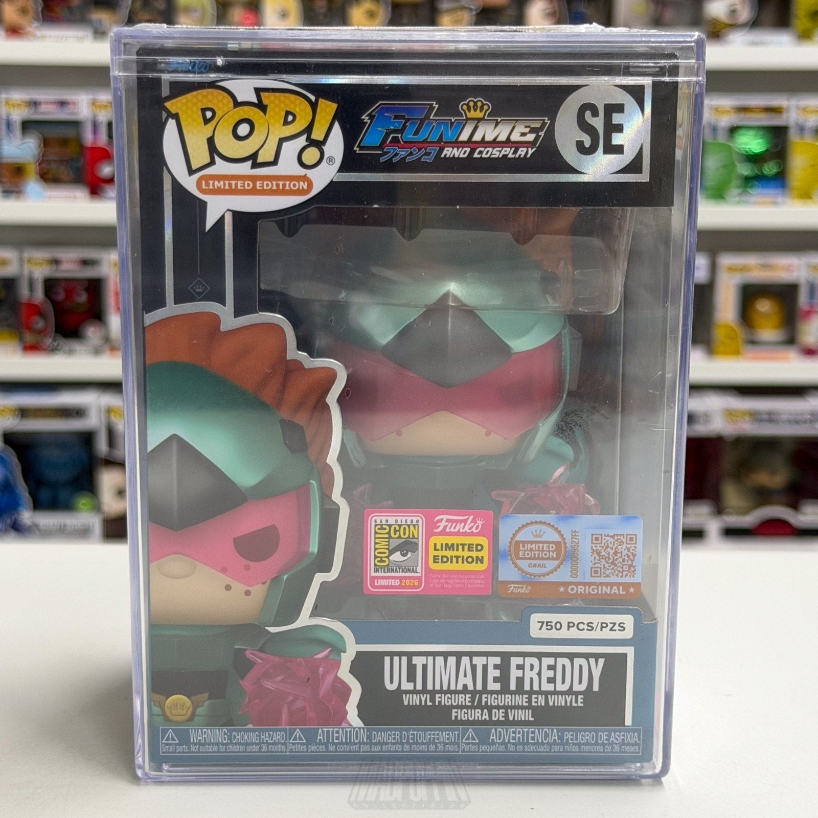 Funko Pop Funime & Cosplay Ultimate Freddy SE 750 SDCC 2026 GRAIL CON STICKER