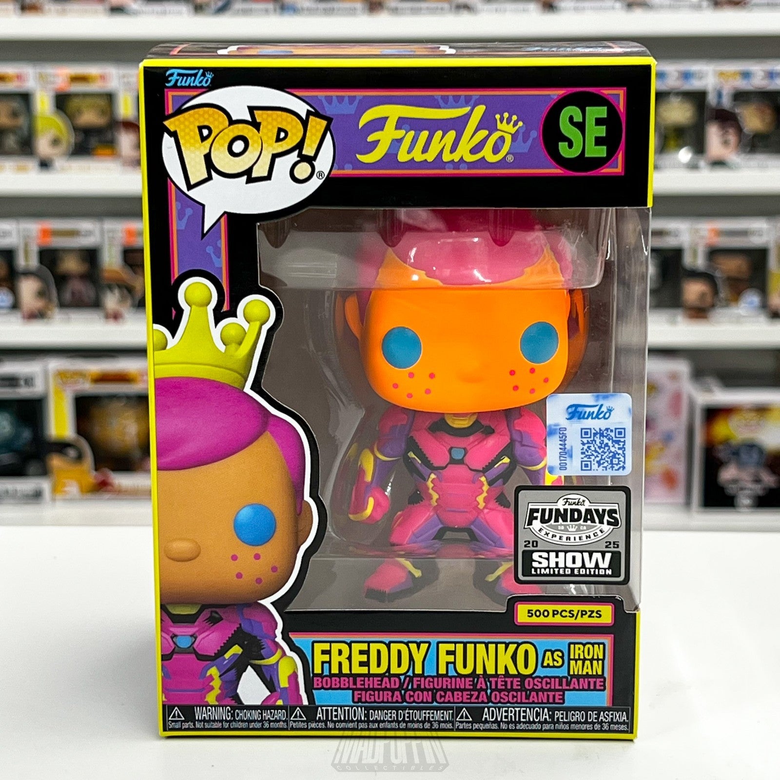 Funko Pop Fundays 2025 Freddy as Iron Man Blacklight Marvel Civil War 500pcs SE