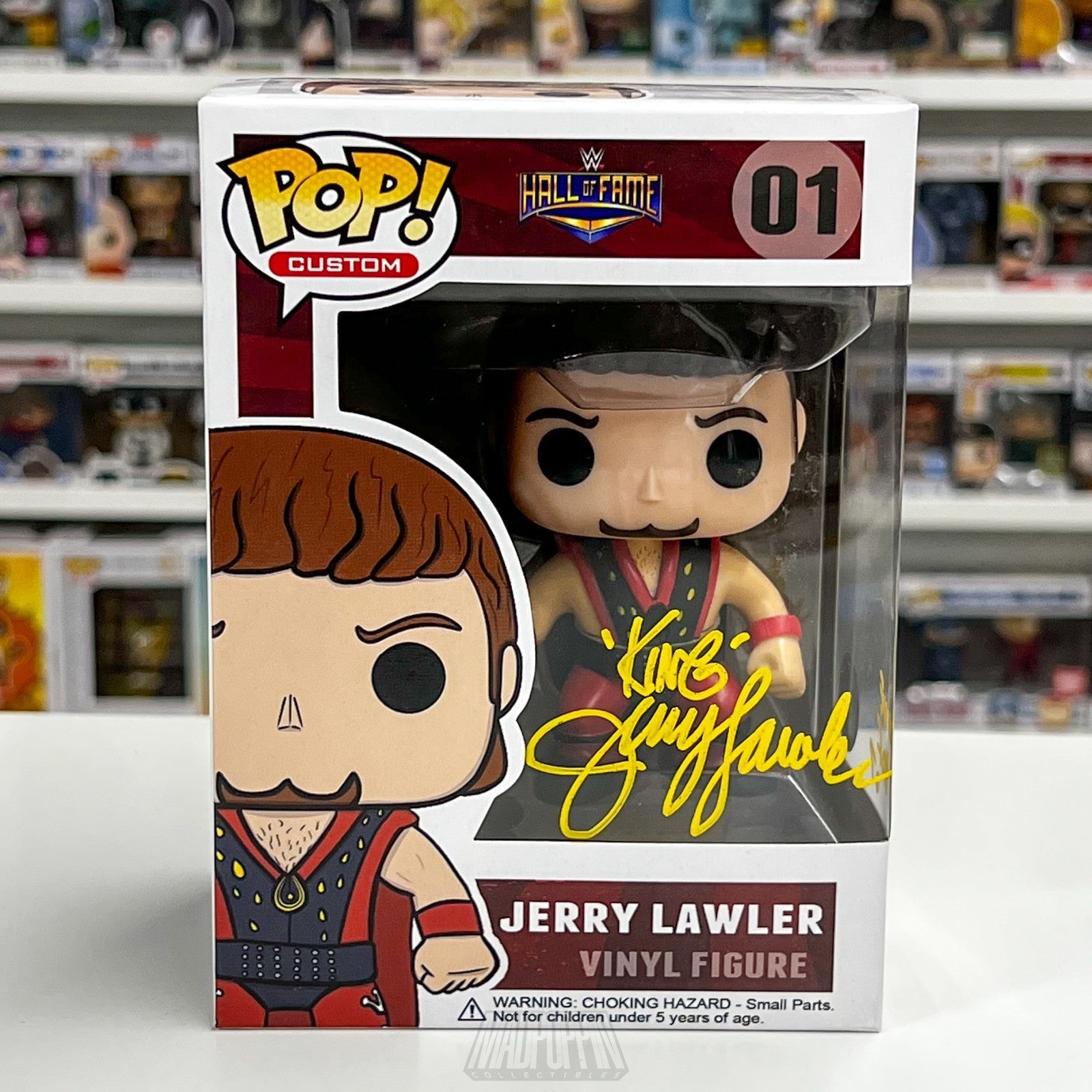 CUSTOM Funko Pop King Jerry Lawler Autographed Signed WWE Wrestling Heavyweight