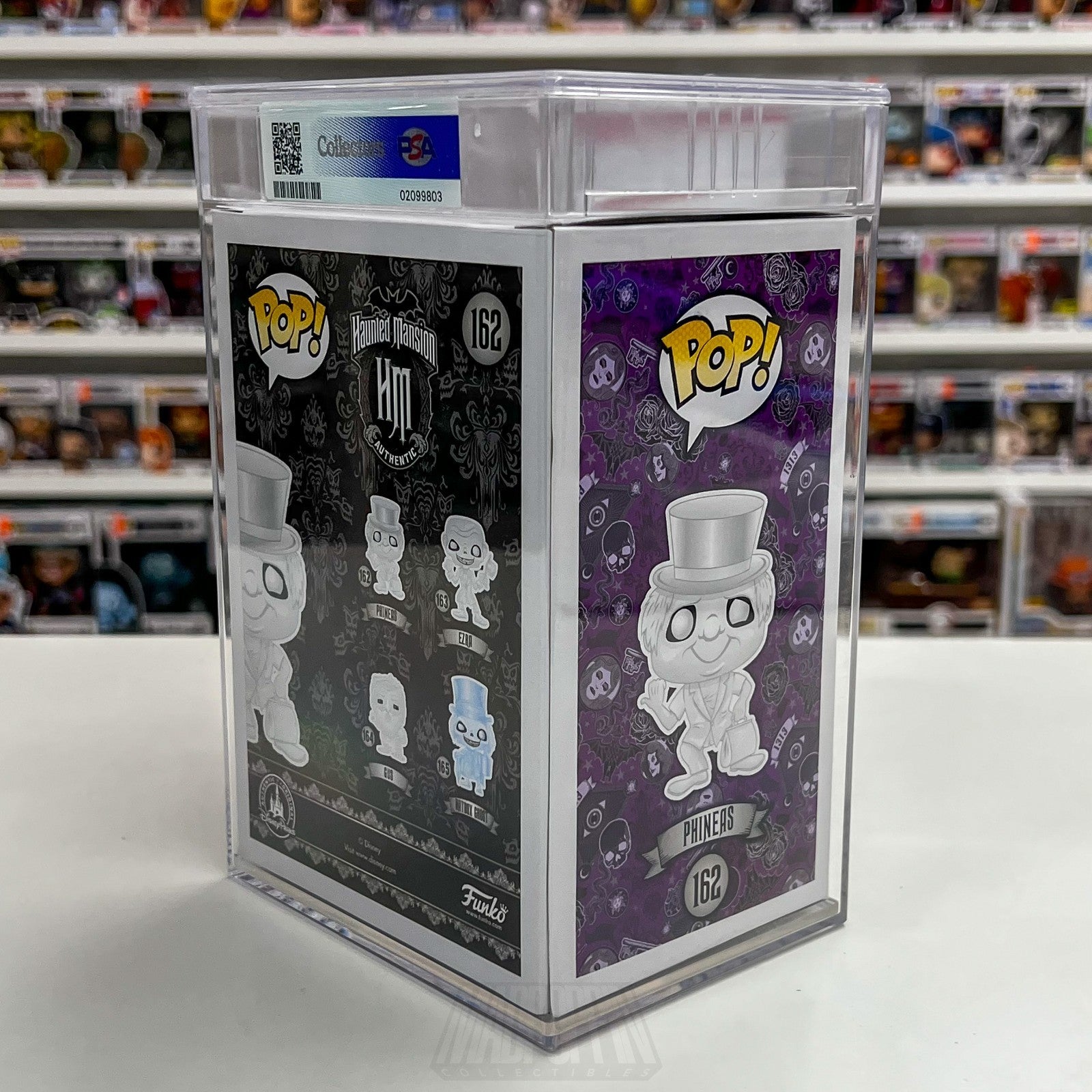 Funko Pop Disney The Haunted Mansion Phineas Glow SDCC 1000 PCS 162 PSA Graded 94