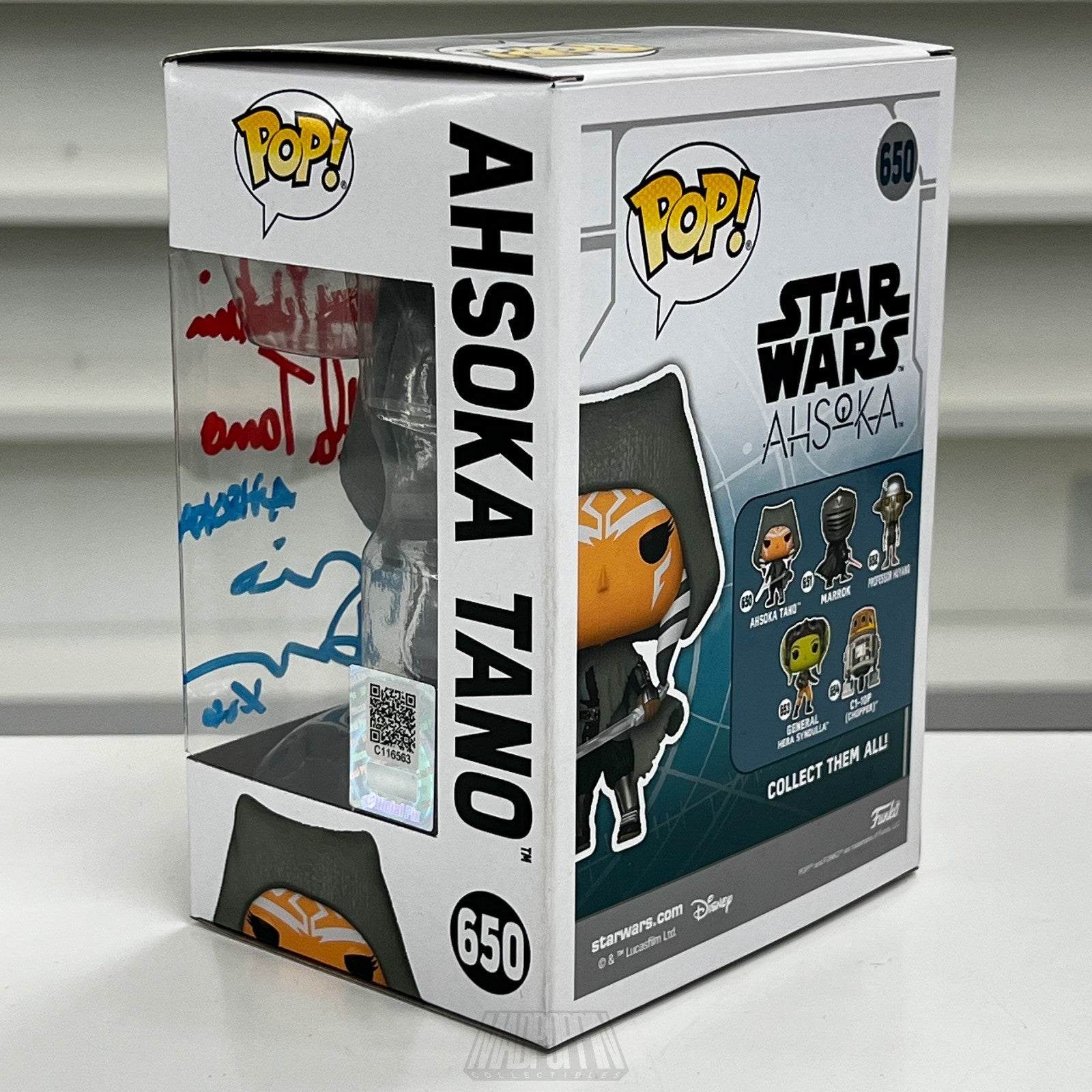 Funko Pop Star Wars Ahsoka Tano 650 Signed Ashley Eckstein Rosario Dawson COA