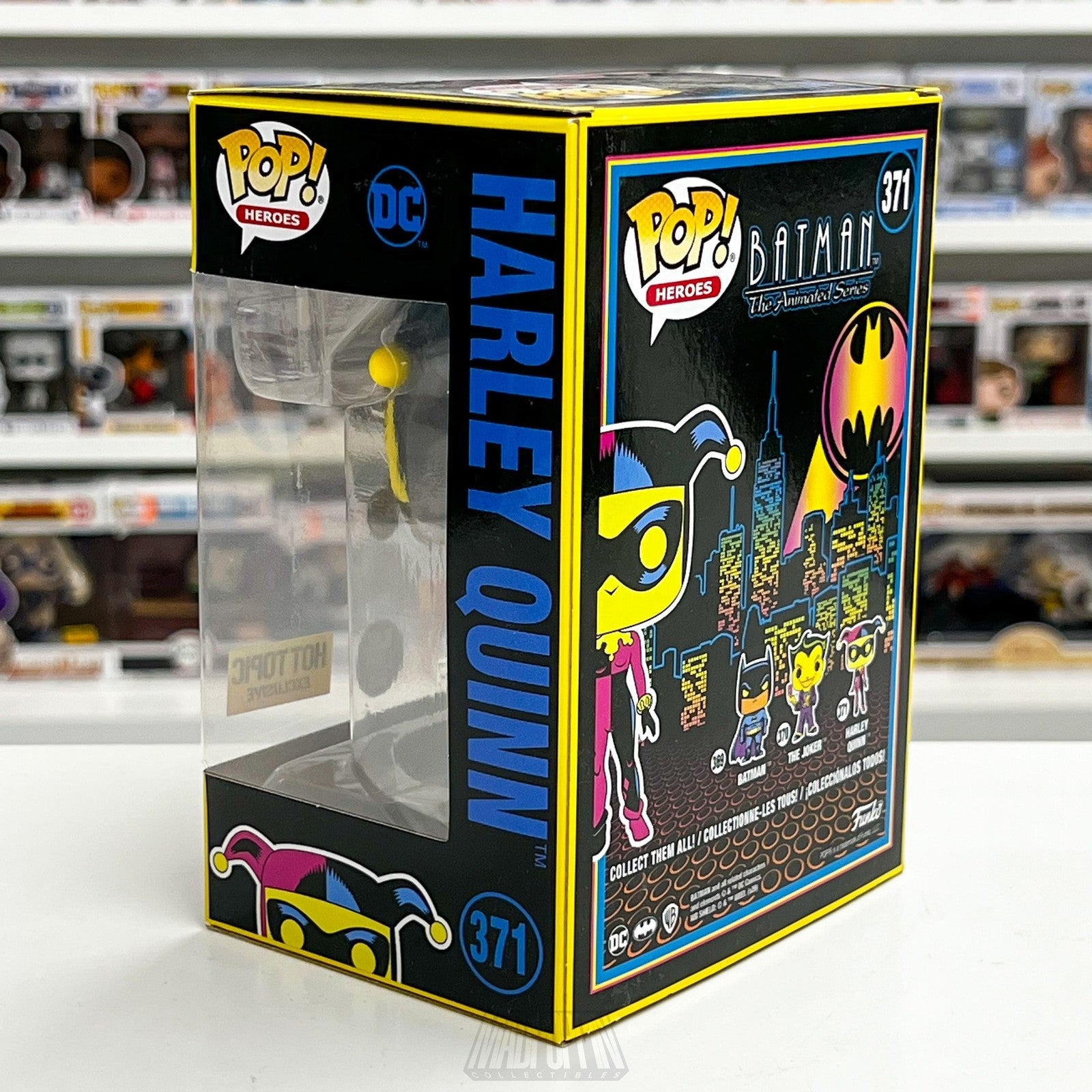Funko Pop Harley Quinn 371 Batman Animated Black Light Glow Hot Topic Exclusive