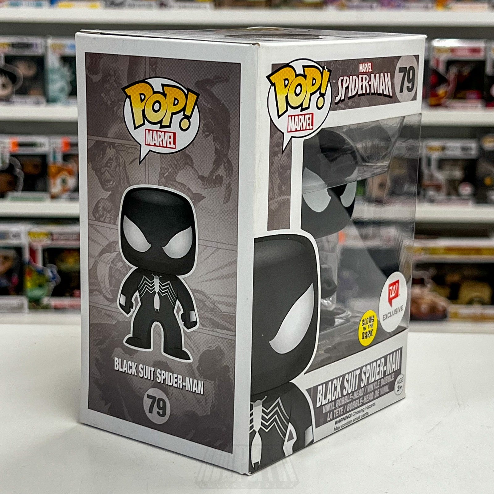 Funko Pop Marvel Black Suit SpiderMan Glow Walgreens 79 Secret Wars Toy Figure6