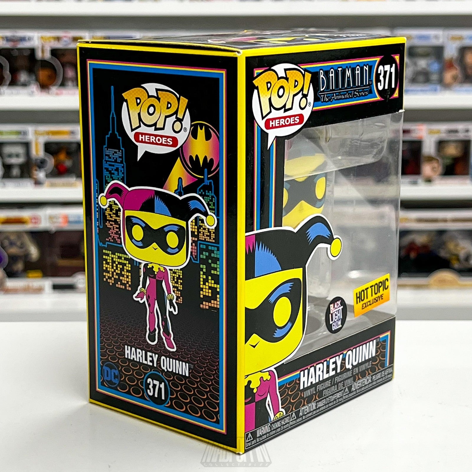 Funko Pop Harley Quinn 371 Batman Animated Black Light Glow Hot Topic Exclusive