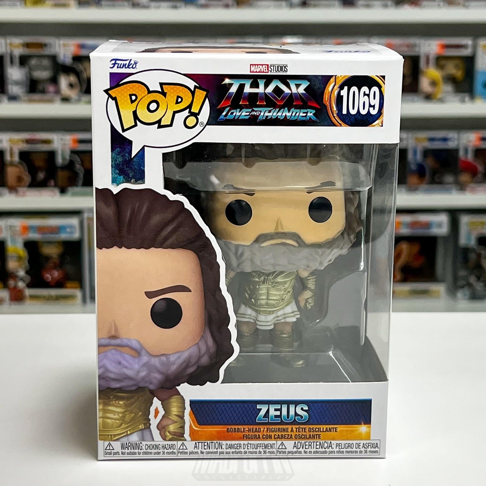 Funko Pop Marvel Thor Love and Thunder Zeus God 1069 BobbleHead Vinyl Figure Toy