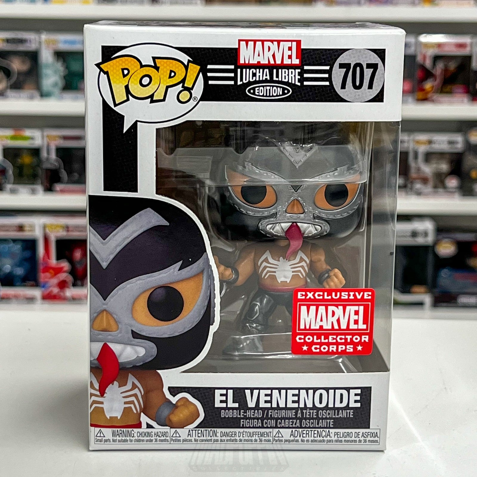 Funko Pop Marvel Collector Corps Lucha Libre El Venenoide Metallic 707 Figure0