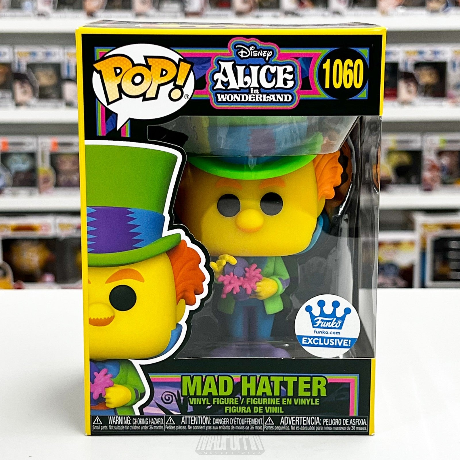 Funko Pop Mad Hatter 1060 Alice in Wonderland Blacklight Exclusive Figure Disney