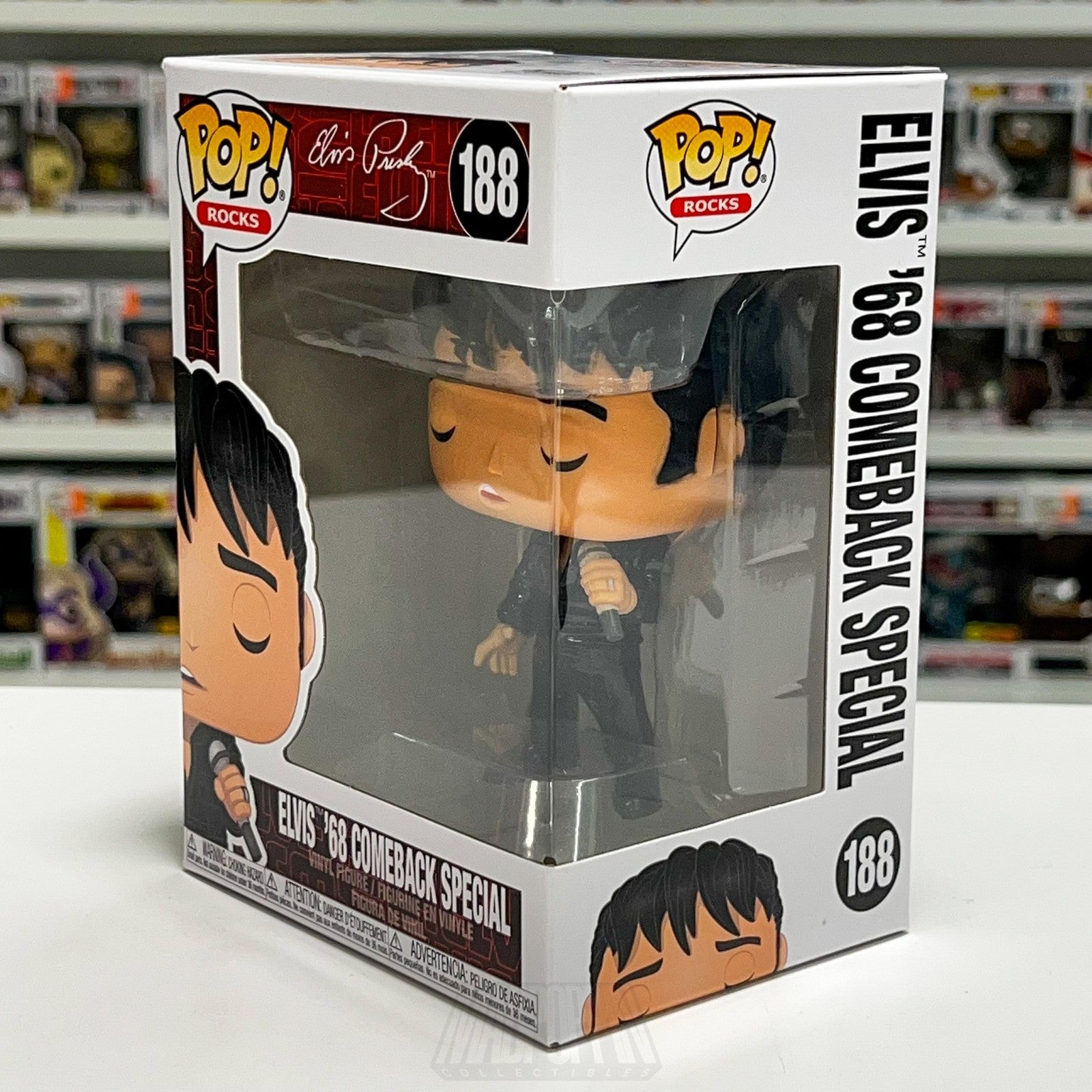 Funko Pop Rocks Elvis Presley 68 Comeback Special 188 Vinyl Figure NIB Toy