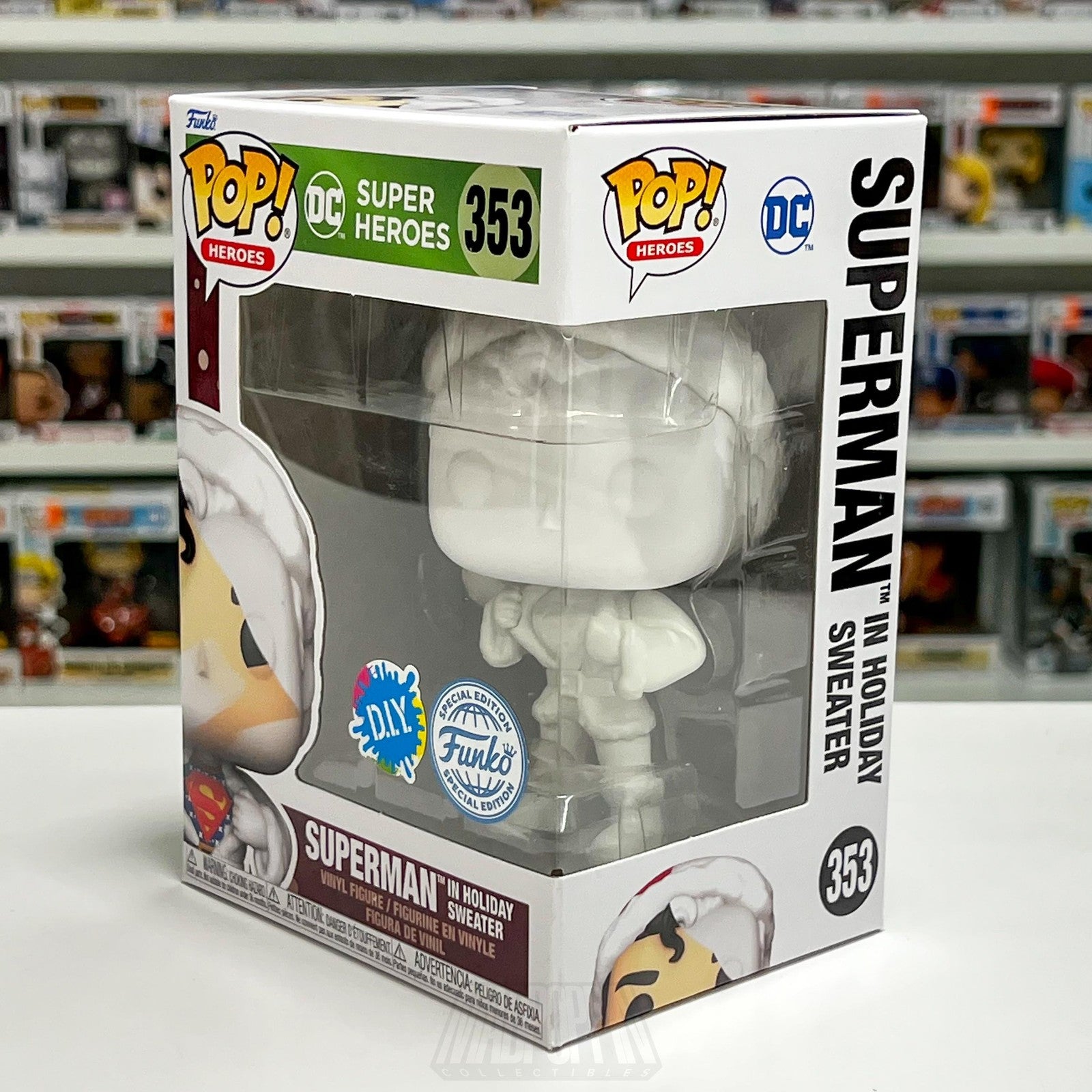 Funko Pop Heroes DC Superman In Holiday Sweater DIY #353 Vinyl Figure Exclusive