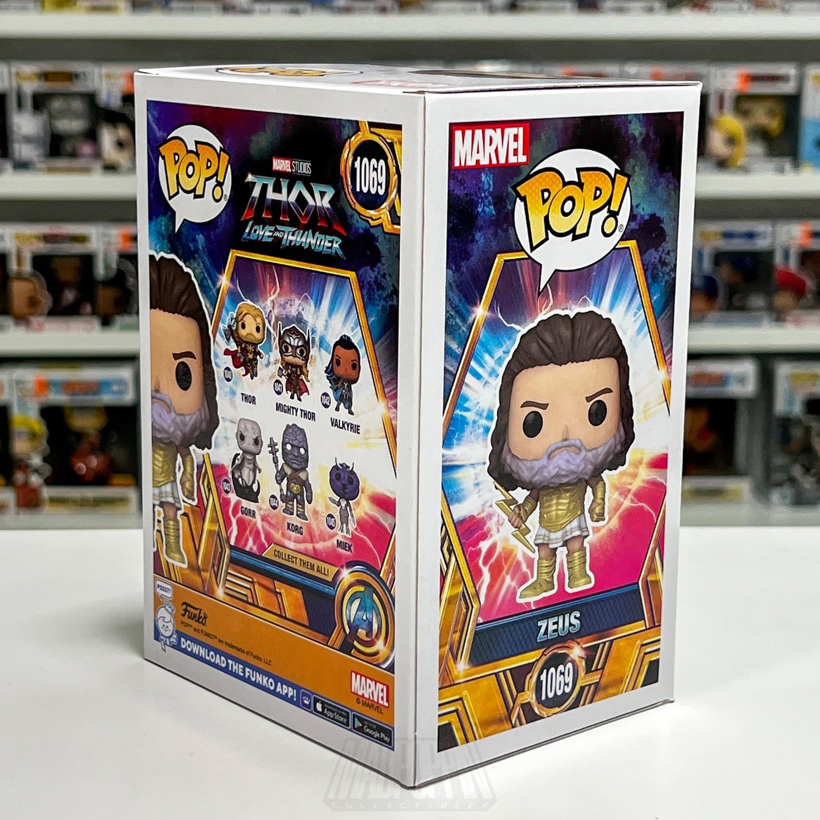 Funko Pop Marvel Thor Love and Thunder Zeus God 1069 BobbleHead Vinyl Figure Toy