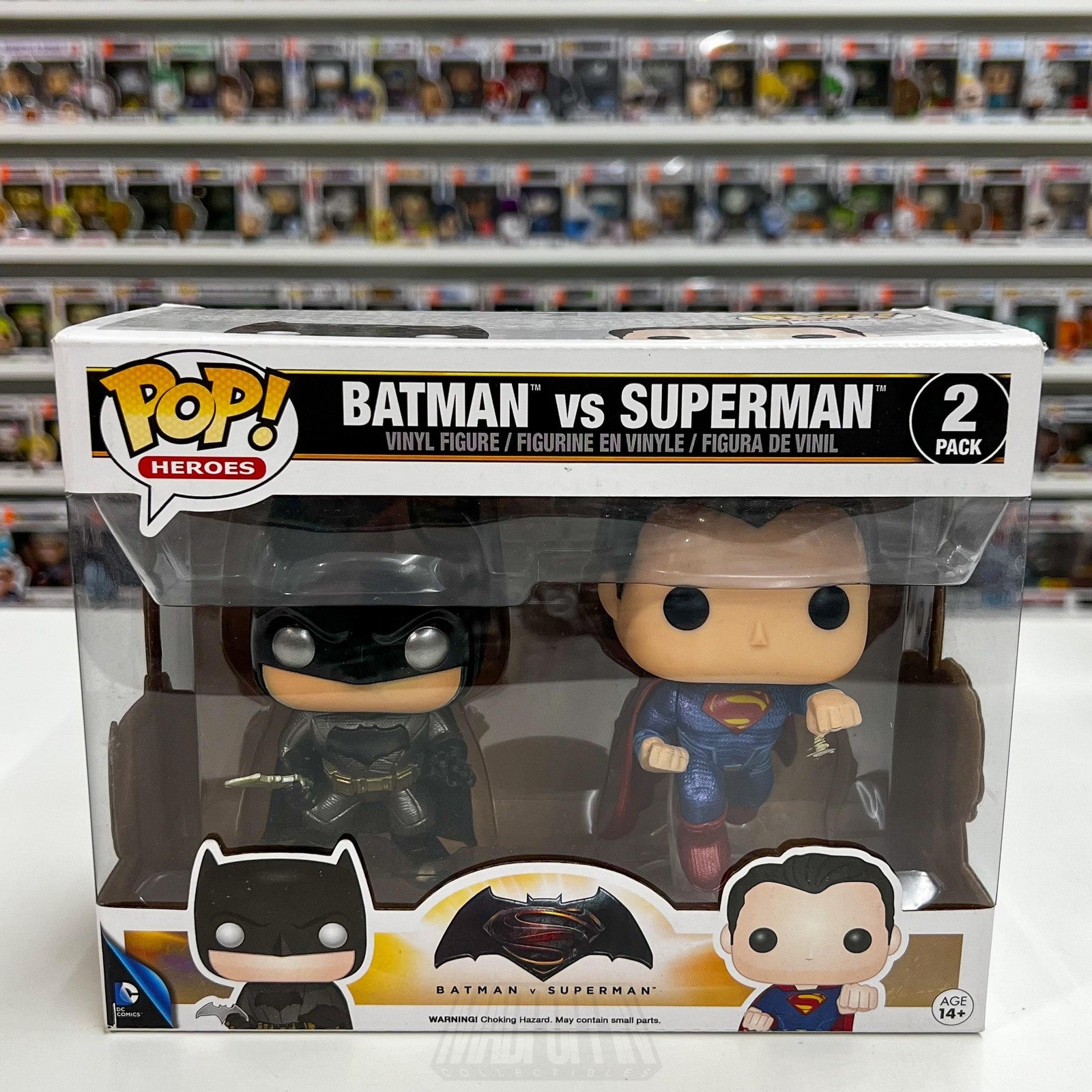 Funko Pop DC Heroes Batman Superman Metallic Dawn of Justice 2 Pack Toy Figures