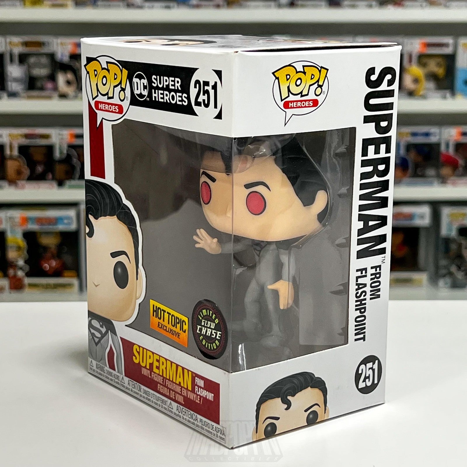 Funko Pop DC Super Heroes 251 Superman Flashpoint Hot Topic Chase Glow Toy NIB
