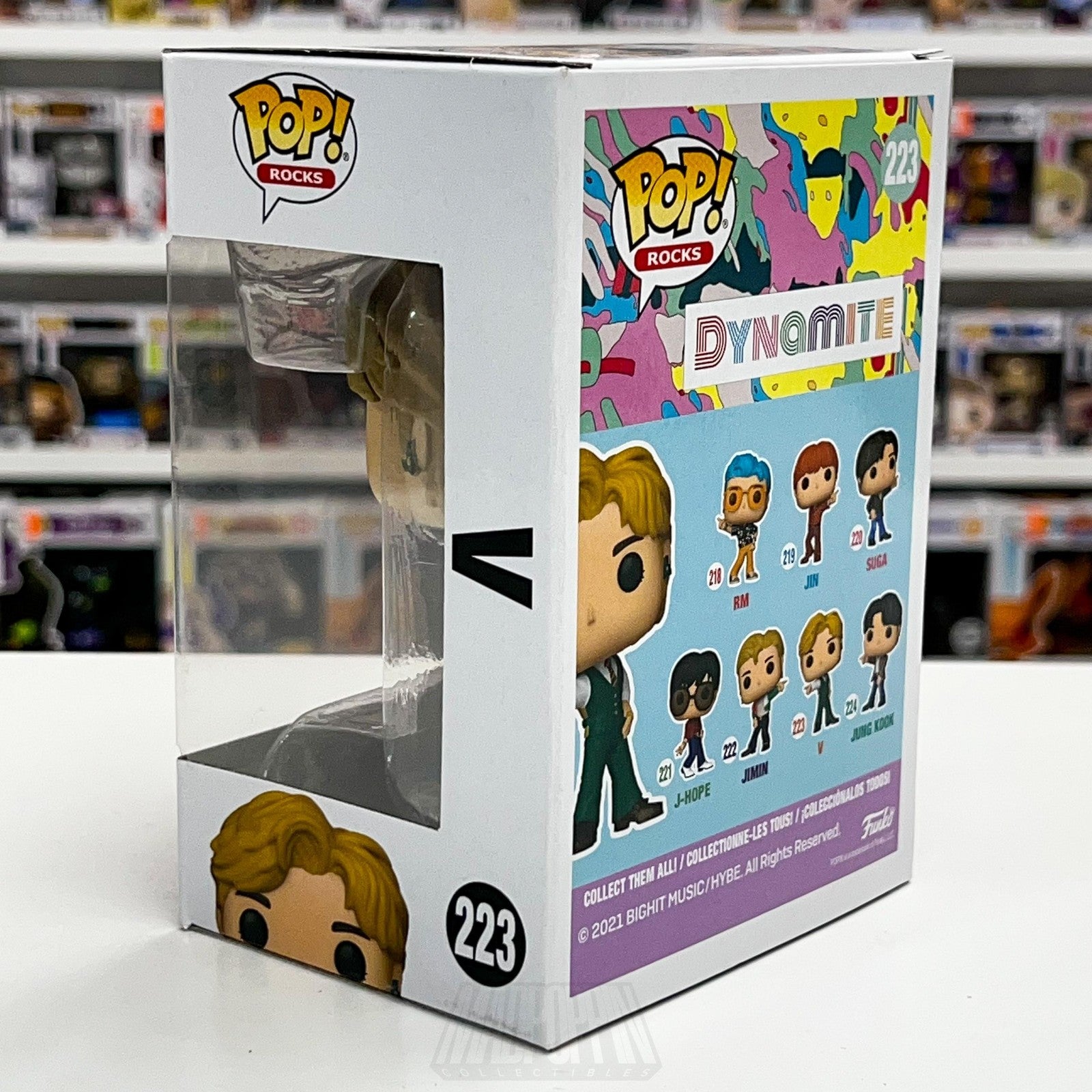 Funko Pop Rocks BTS V Dynamite #223 Vinyl Figure 2021 K-Pop Collectible Boxed2
