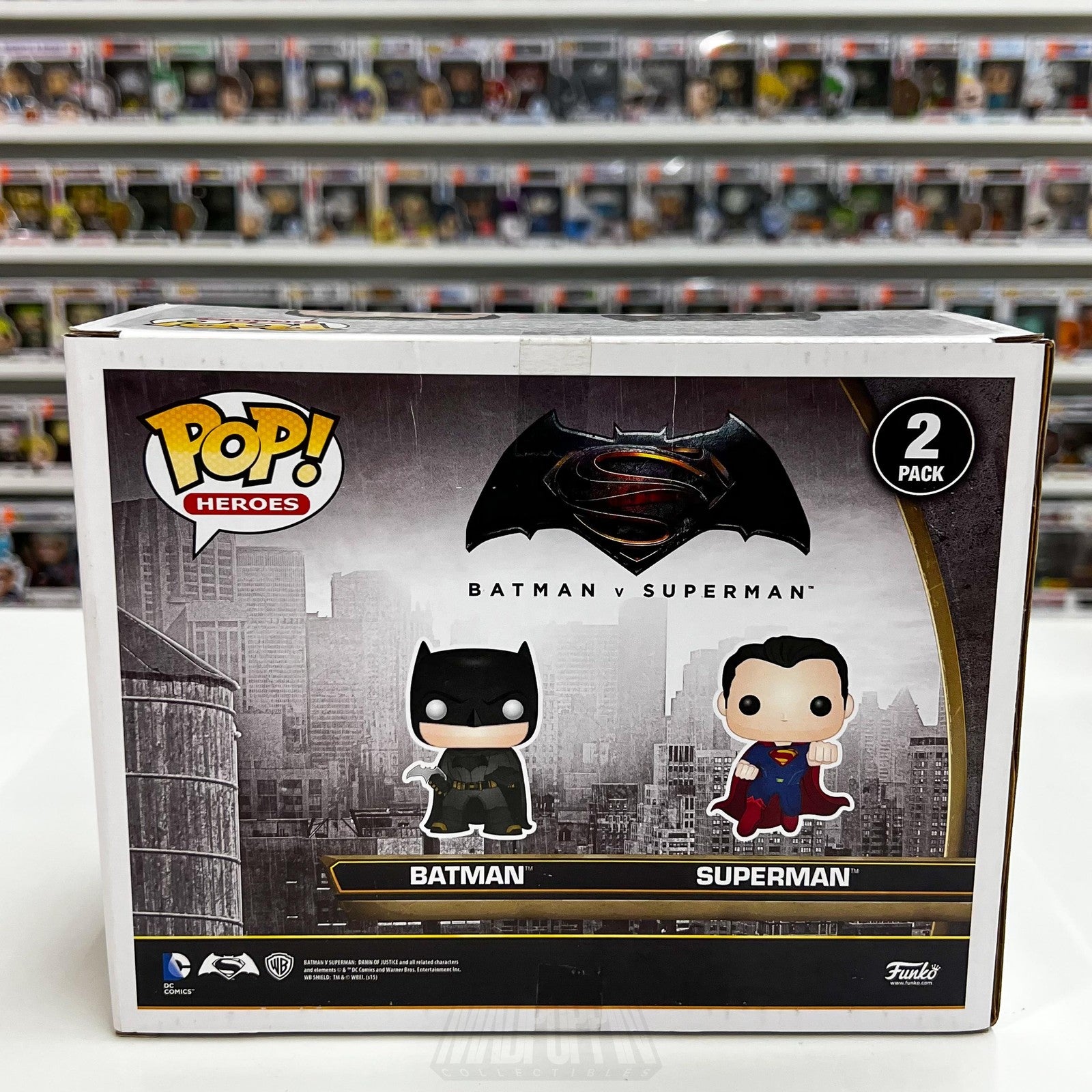 Funko Pop DC Heroes Batman Superman Metallic Dawn of Justice 2 Pack Toy Figures