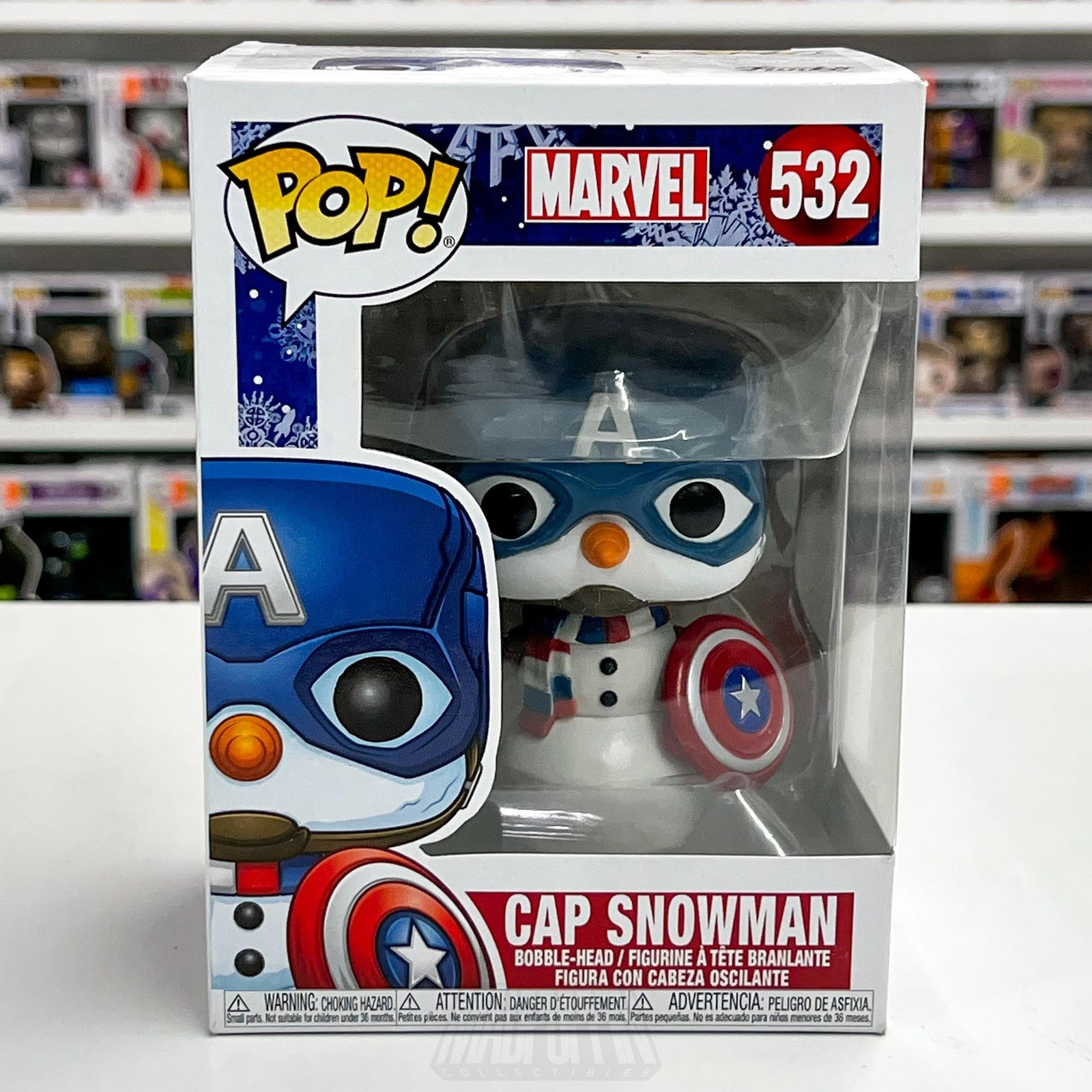 Funko Pop Marvel Holiday Cap Snowman 532 Captain America Bobble-Head Vinyl0