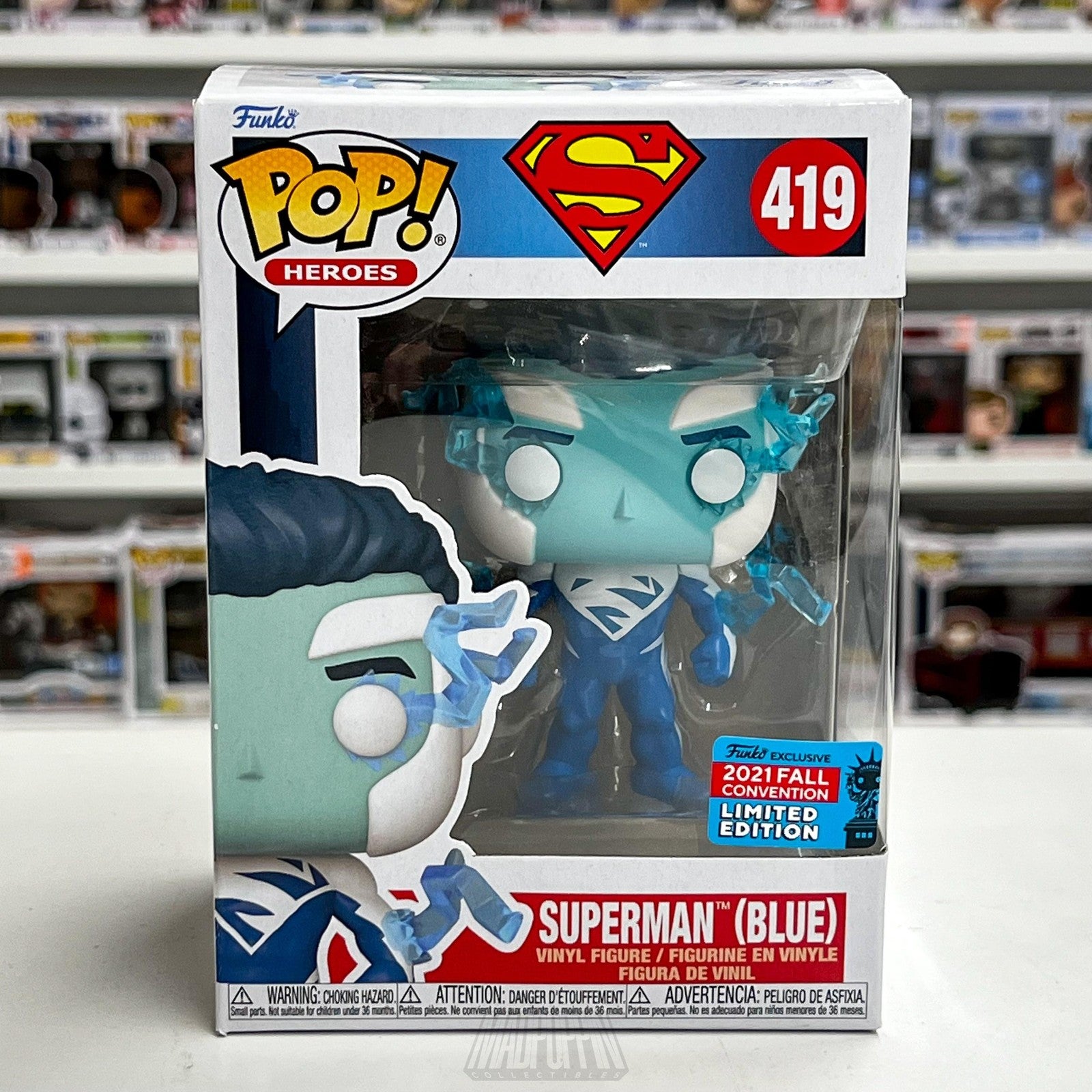 Funko Pop Superman Blue #419 Fall Convention Exclusive Limited Edition 2021