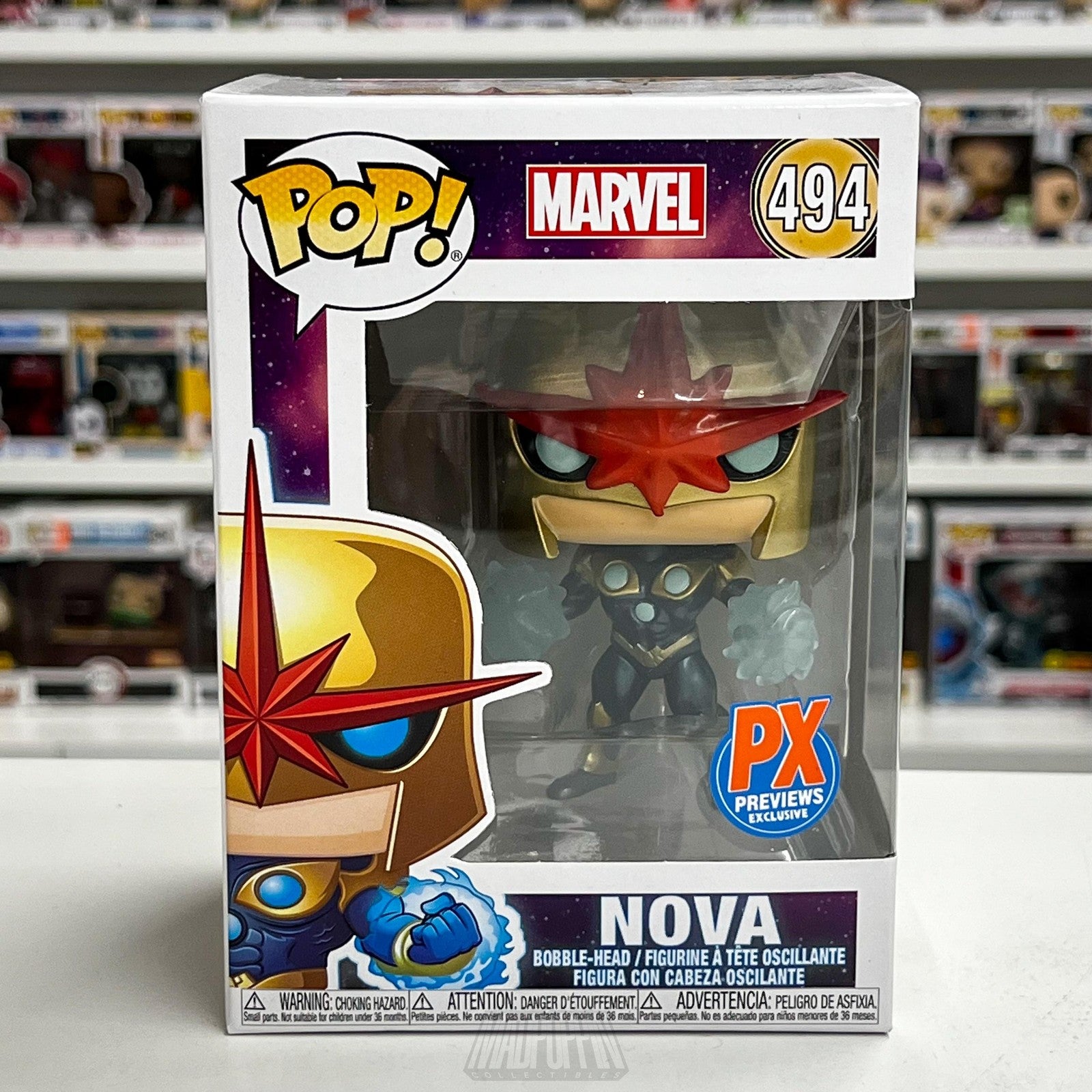 Funko Pop Marvel Nova PX Previews Exclusive #494 Vinyl Figure Bobble-Head New