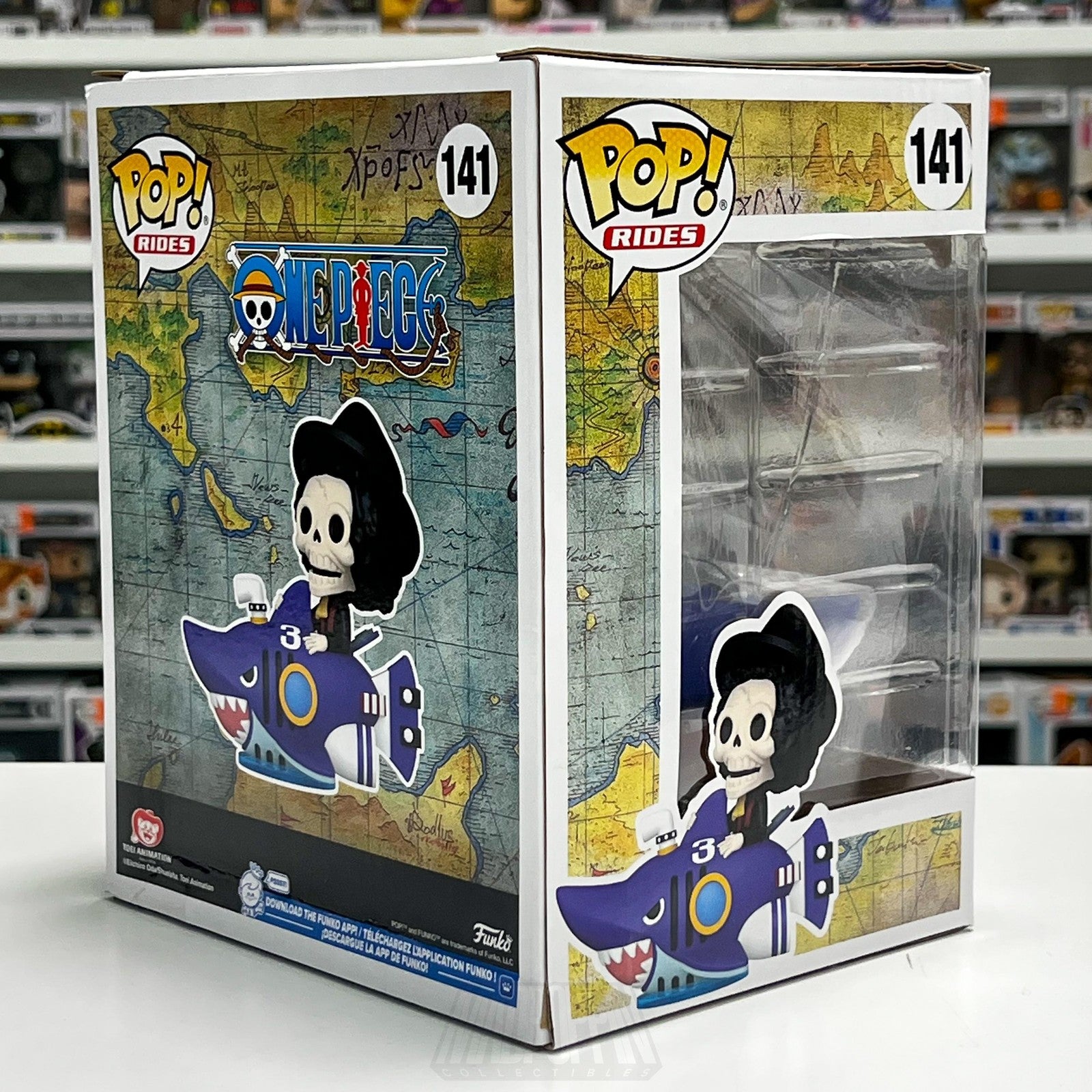 Funko Pop Rides One Piece Brook with Shark Submerge 141 NYCC Con Sticker Anime