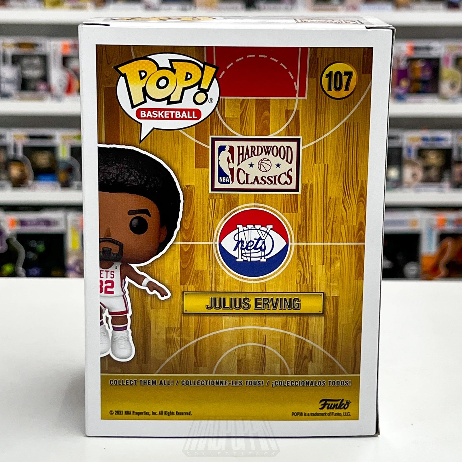 Funko Pop Basketball Julius Erving #107 Nets NBA Hardwood Classics Vinyl Figure3