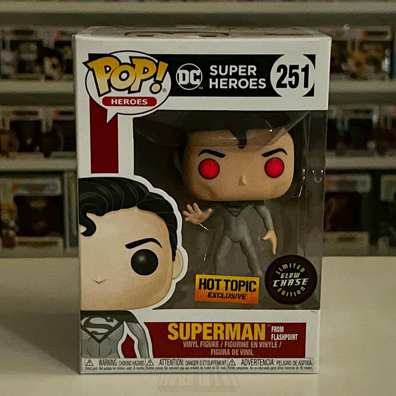 Funko Pop DC Super Heroes 251 Superman Flashpoint Hot Topic Chase Glow Toy NIB