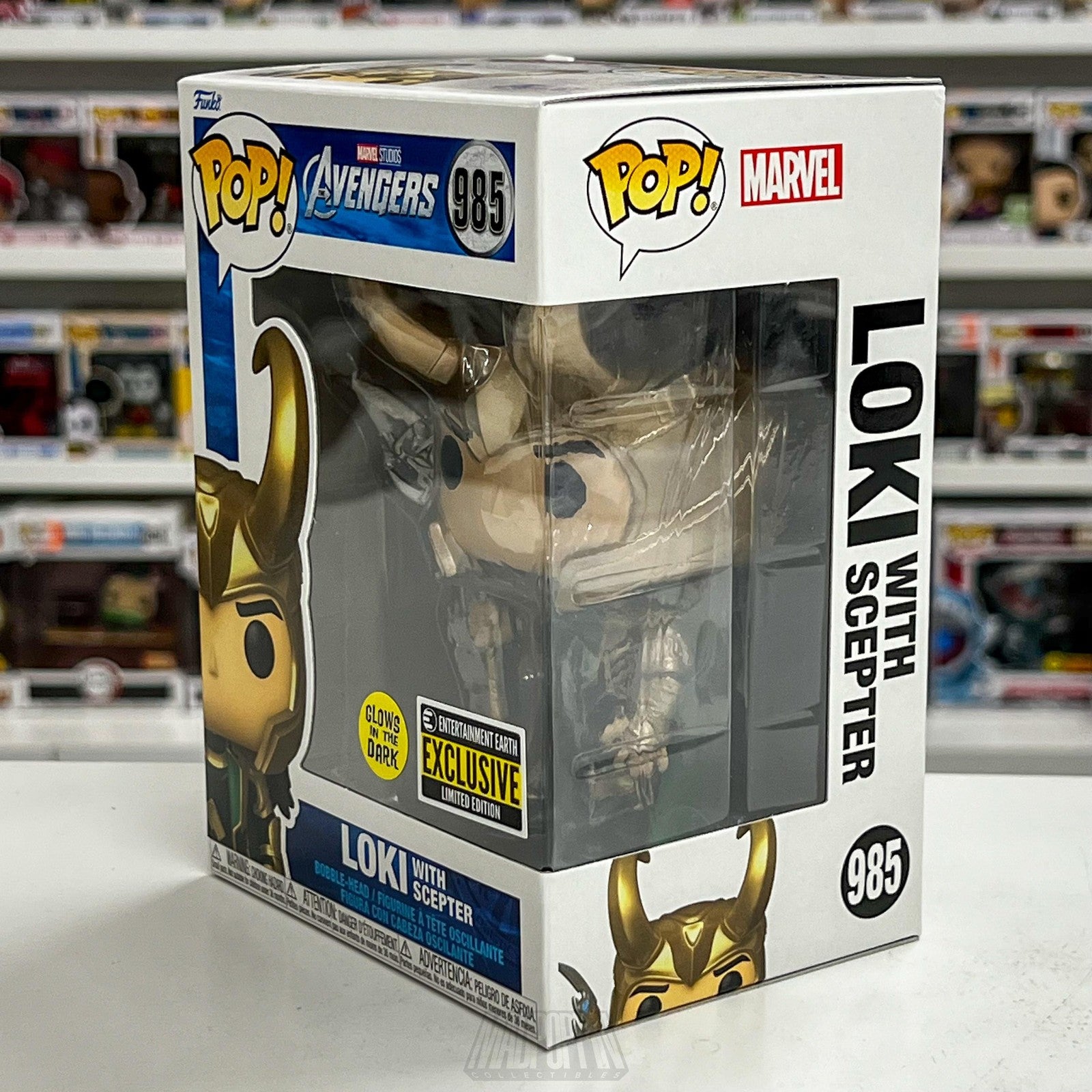 Funko Pop Avengers Loki With Scepter 985 Glow Dark EE Exclusive Limite