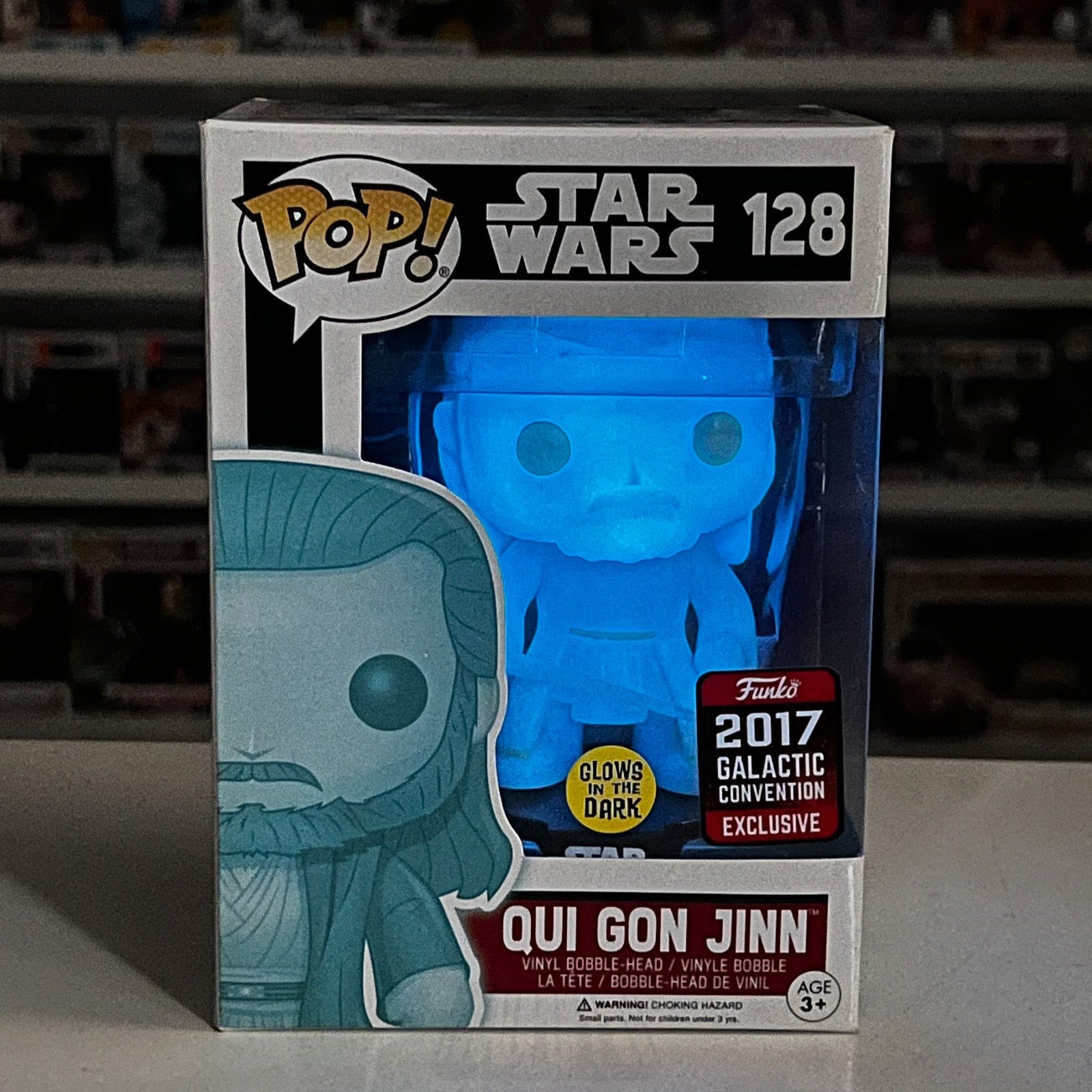 Funko Pop Star Wars Qui Gon Jinn Holographic Glow Galactic Celebration 128 Toy0