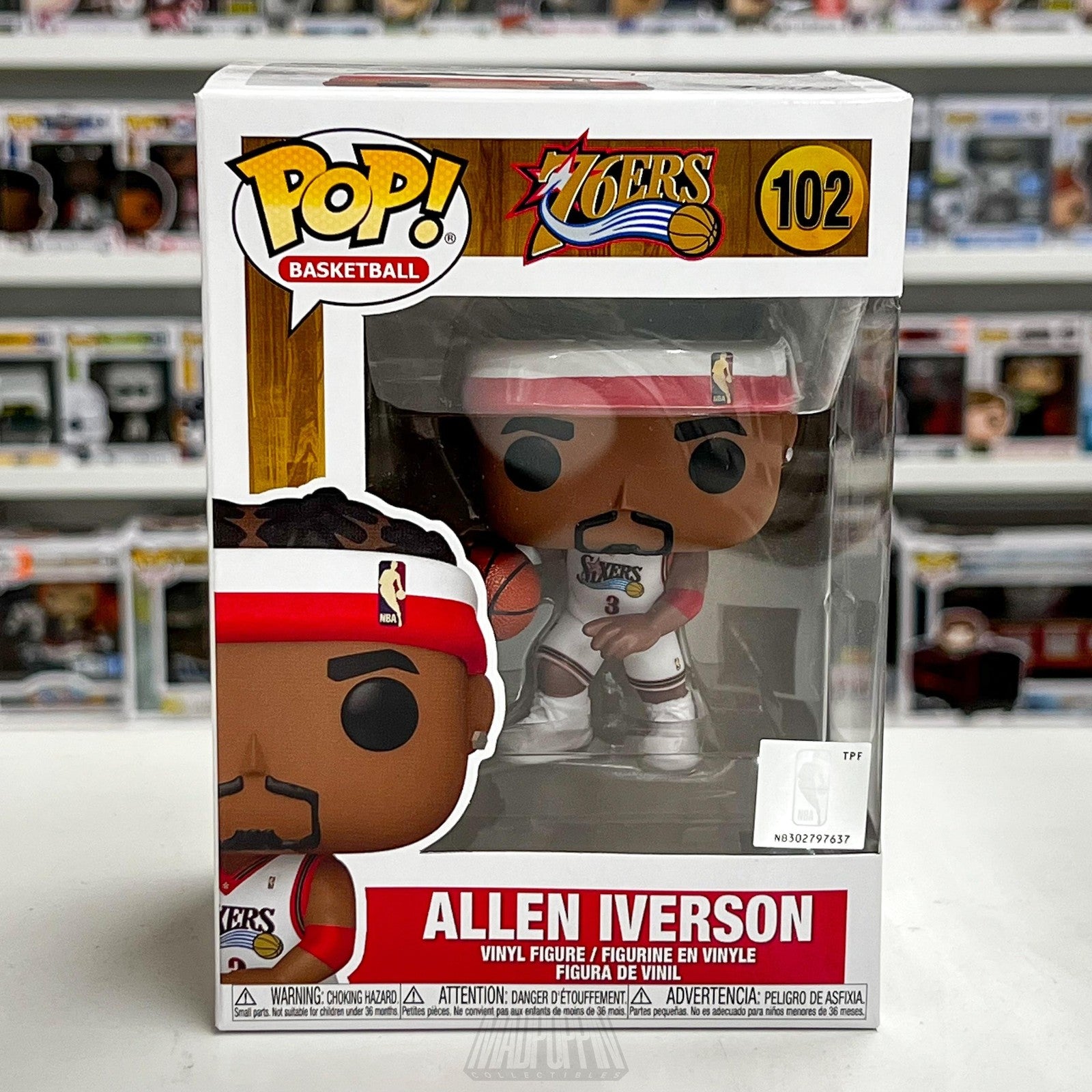 Funko Pop Allen Iverson 76ers NBA Basketball Figure 102 Hardwood Classics New