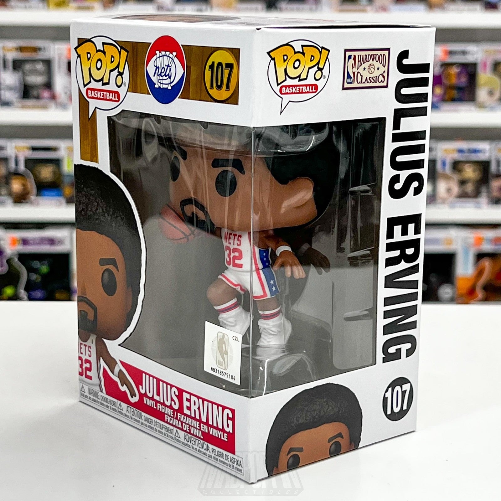 Funko Pop Basketball Julius Erving #107 Nets NBA Hardwood Classics Vinyl Figure1