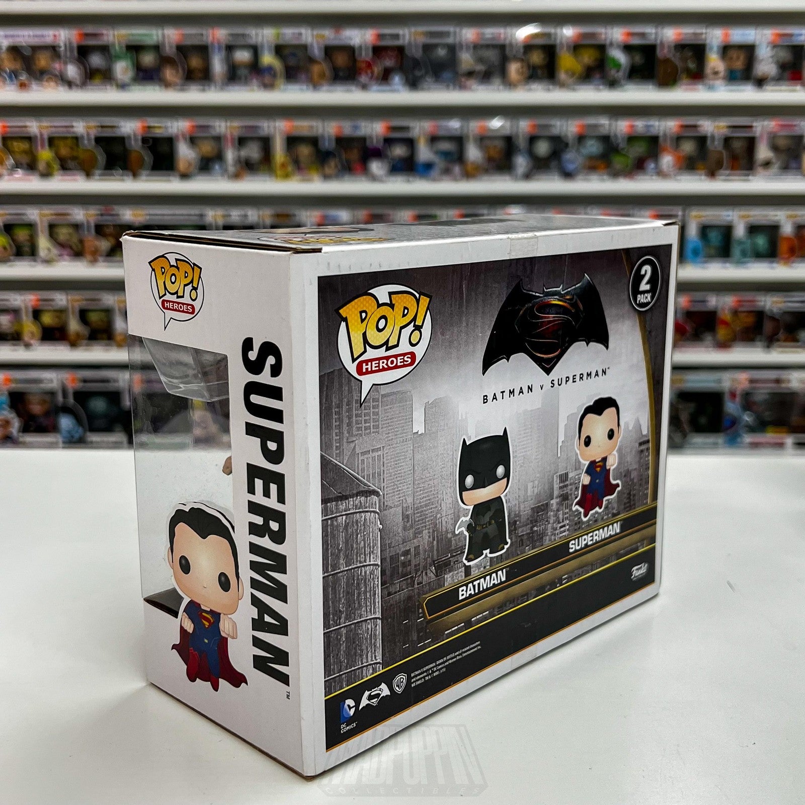 Funko Pop DC Heroes Batman Superman Metallic Dawn of Justice 2 Pack Toy Figures