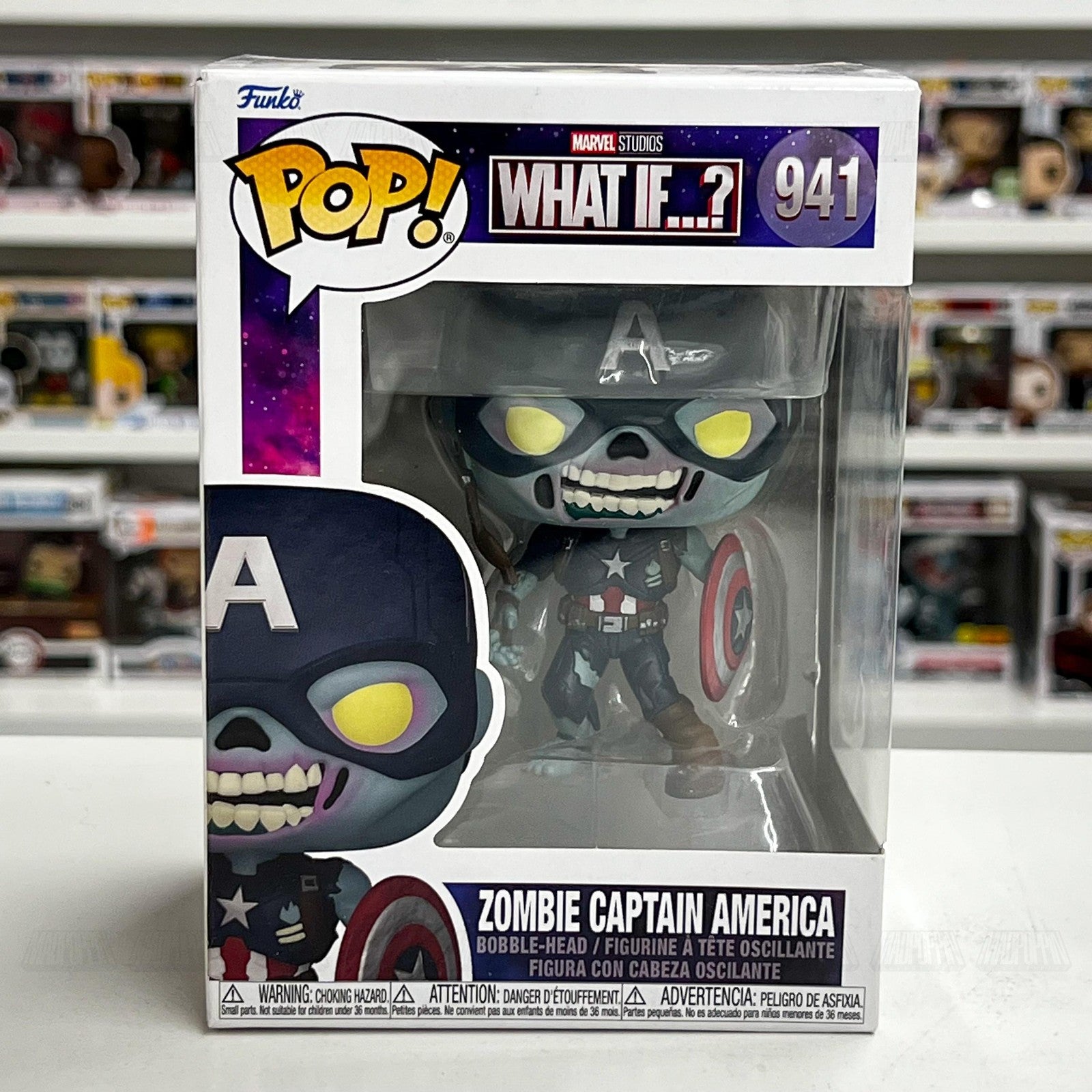 Funko Pop Marvel What If Zombie Captain America 941 Bobblehead Vinyl New Figure