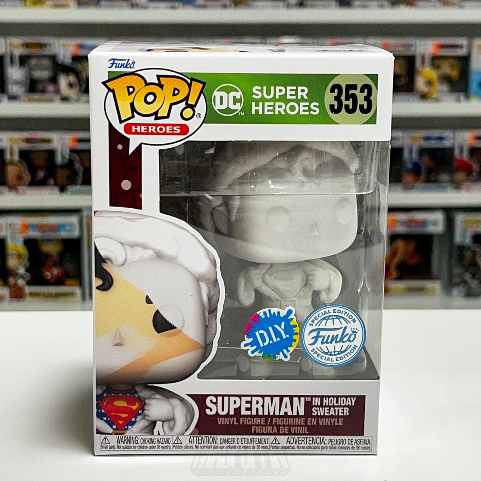 Funko Pop Heroes DC Superman In Holiday Sweater DIY #353 Vinyl Figure Exclusive