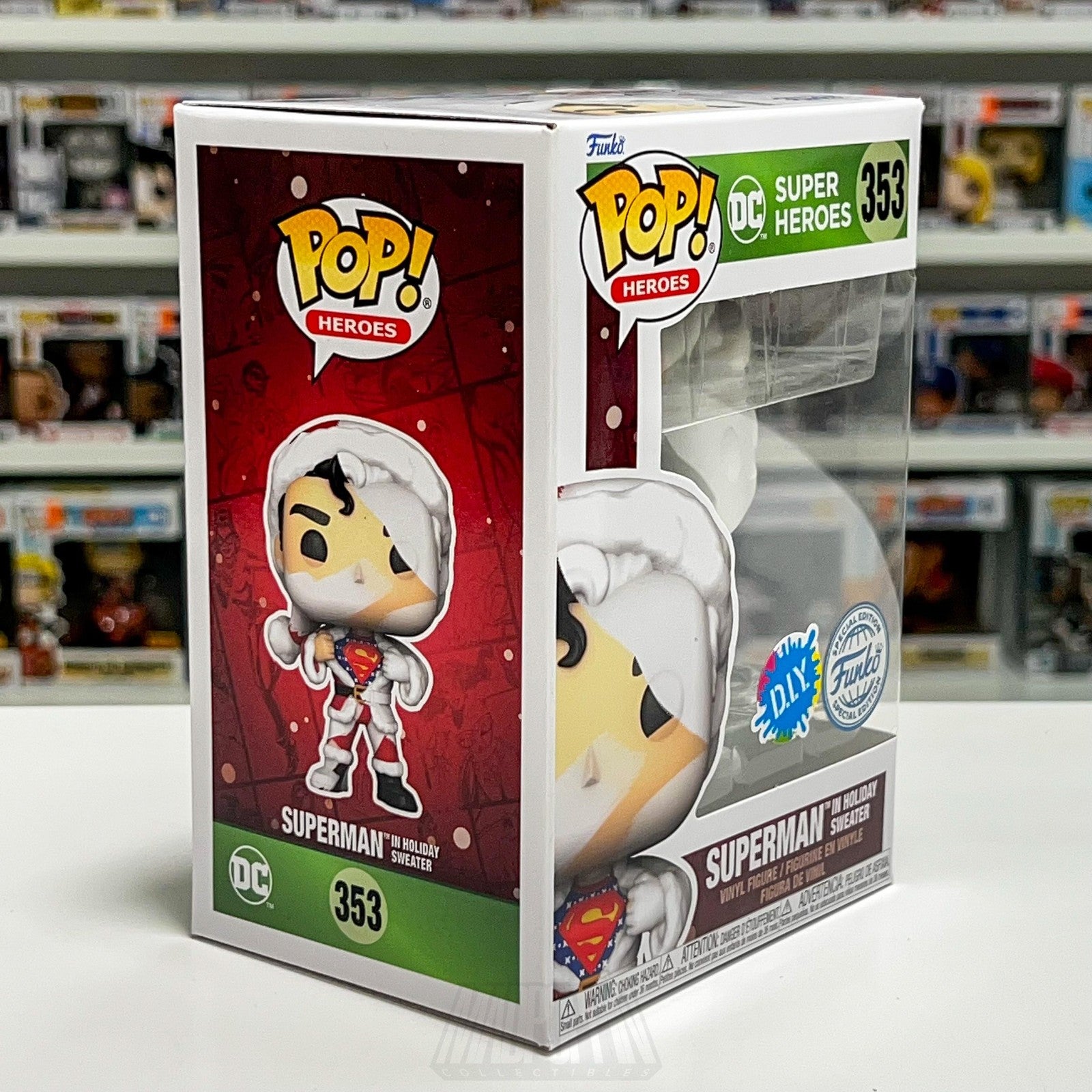 Funko Pop Heroes DC Superman In Holiday Sweater DIY #353 Vinyl Figure Exclusive