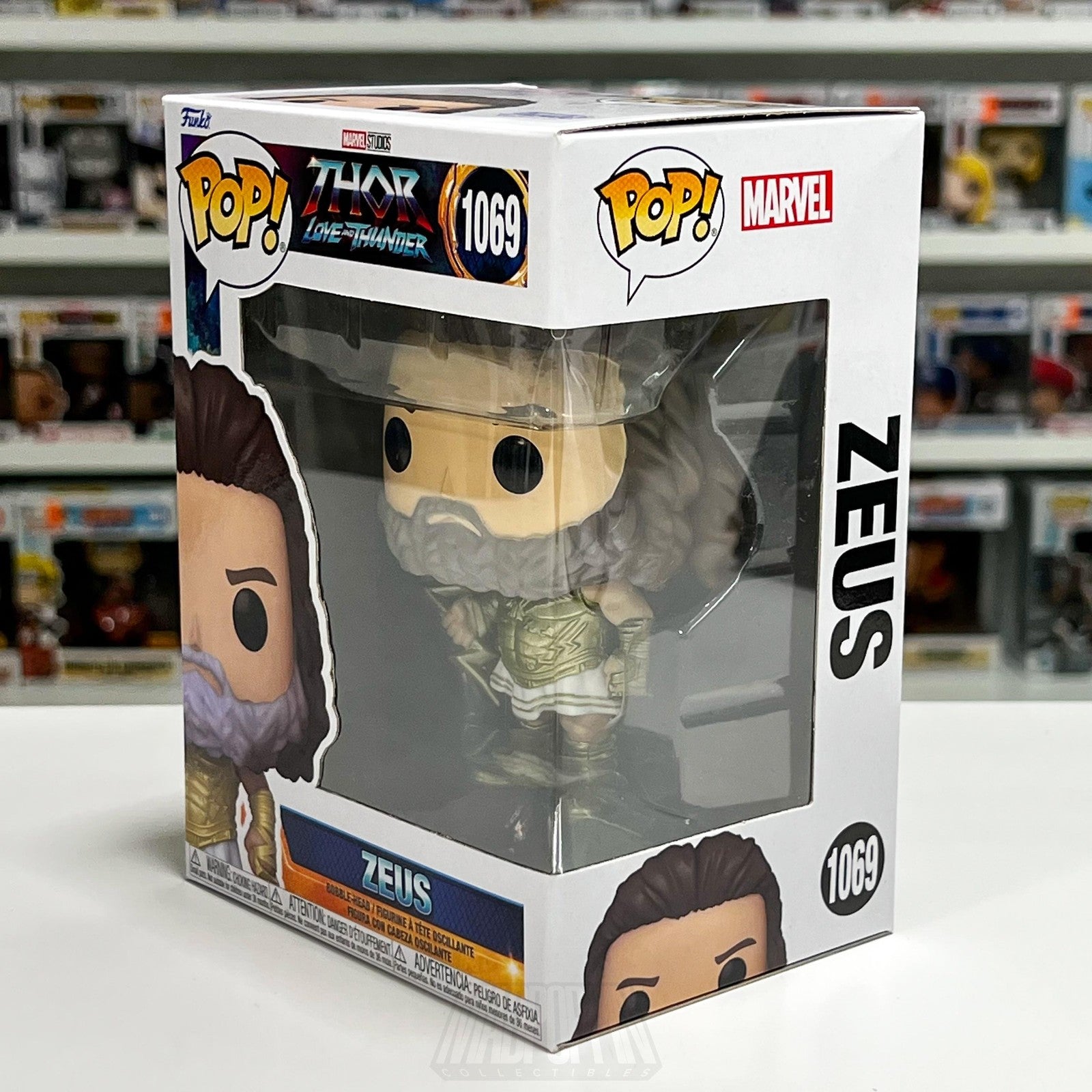 Funko Pop Marvel Thor Love and Thunder Zeus God 1069 BobbleHead Vinyl Figure Toy