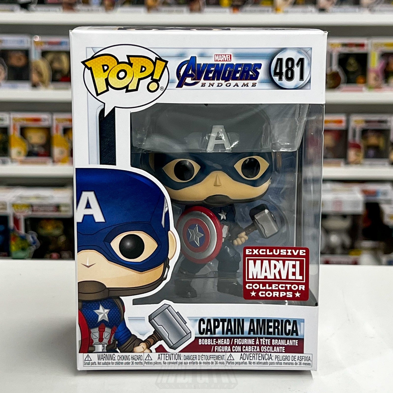 Funko Pop Marvel Collector Corps Avengers Endgame Captain America w/Mjolnir 4810