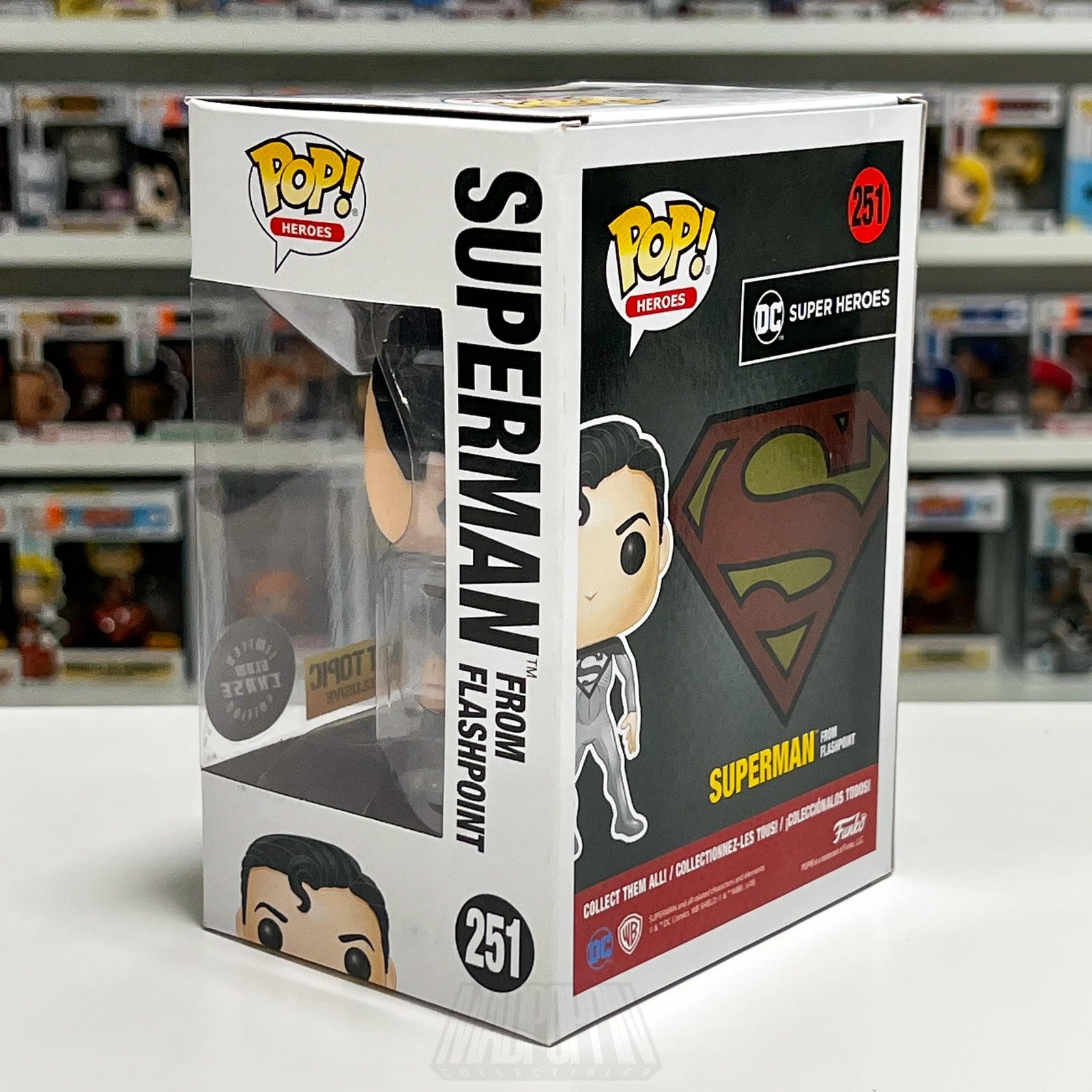 Funko Pop DC Super Heroes 251 Superman Flashpoint Hot Topic Chase Glow Toy NIB