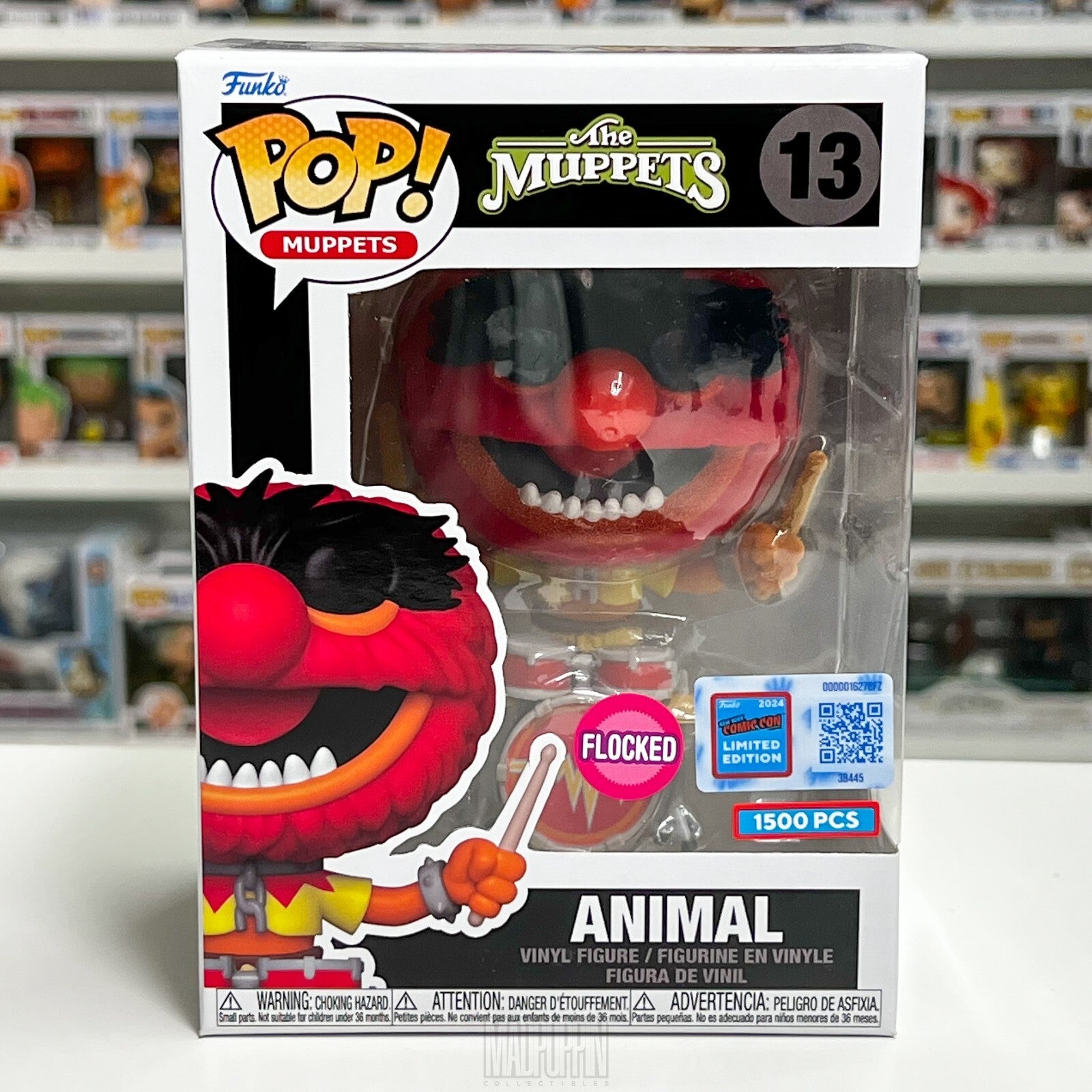 Funko Pop The Muppets Animal Flocked Playing Drums Jim Henson NYCC 1500 Pcs 13