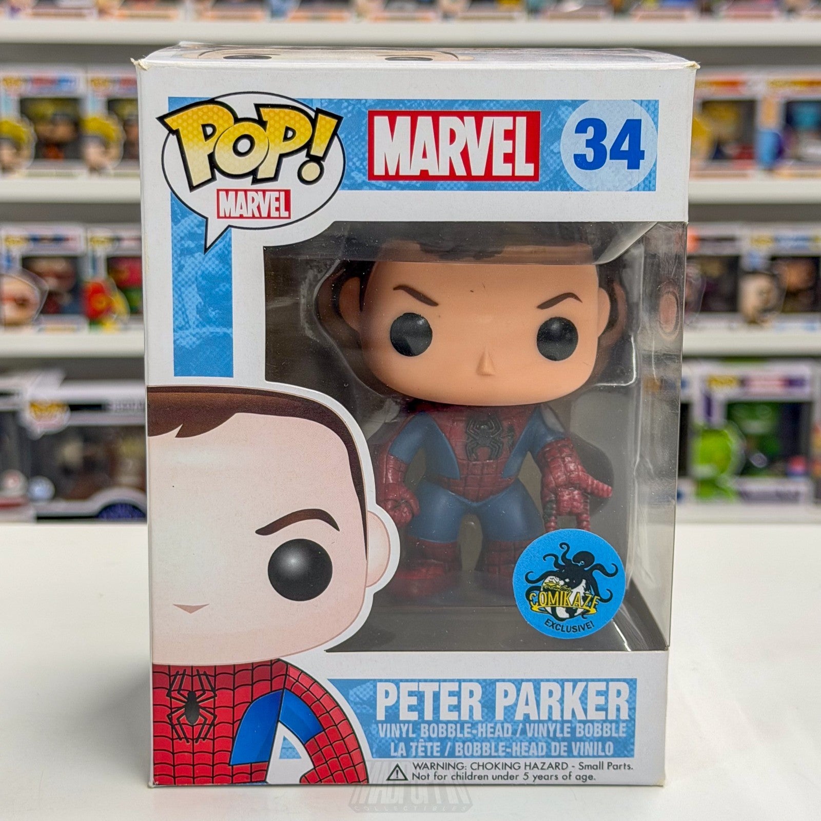 Funko Pop Marvel Peter Parker Spider-Man Comikaze Exclusive 34 Toy Vinyl Figure0