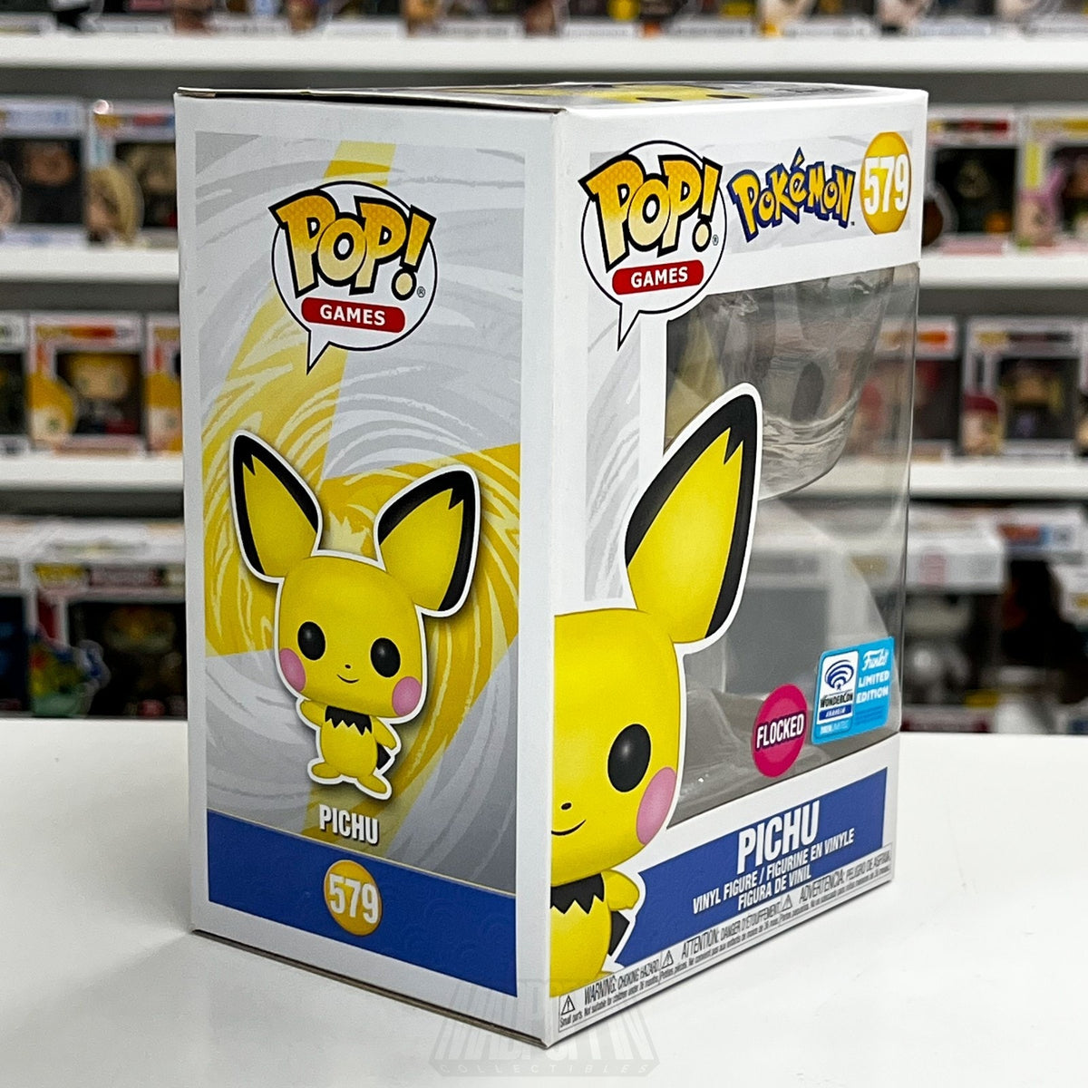 Funko Pop Games Pokemon Pichu Flocked WonderCon 579 Official Sticker TCG Figure