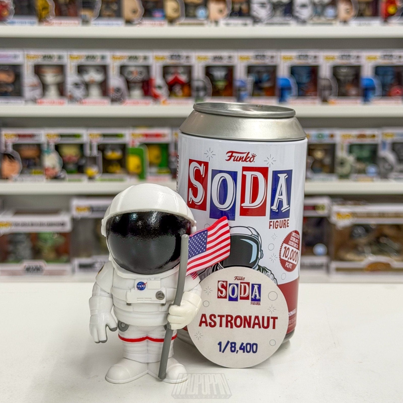 Funko Soda NASA USA Astronaut White Suit w/American Flag Space Toy Vinyl Figure