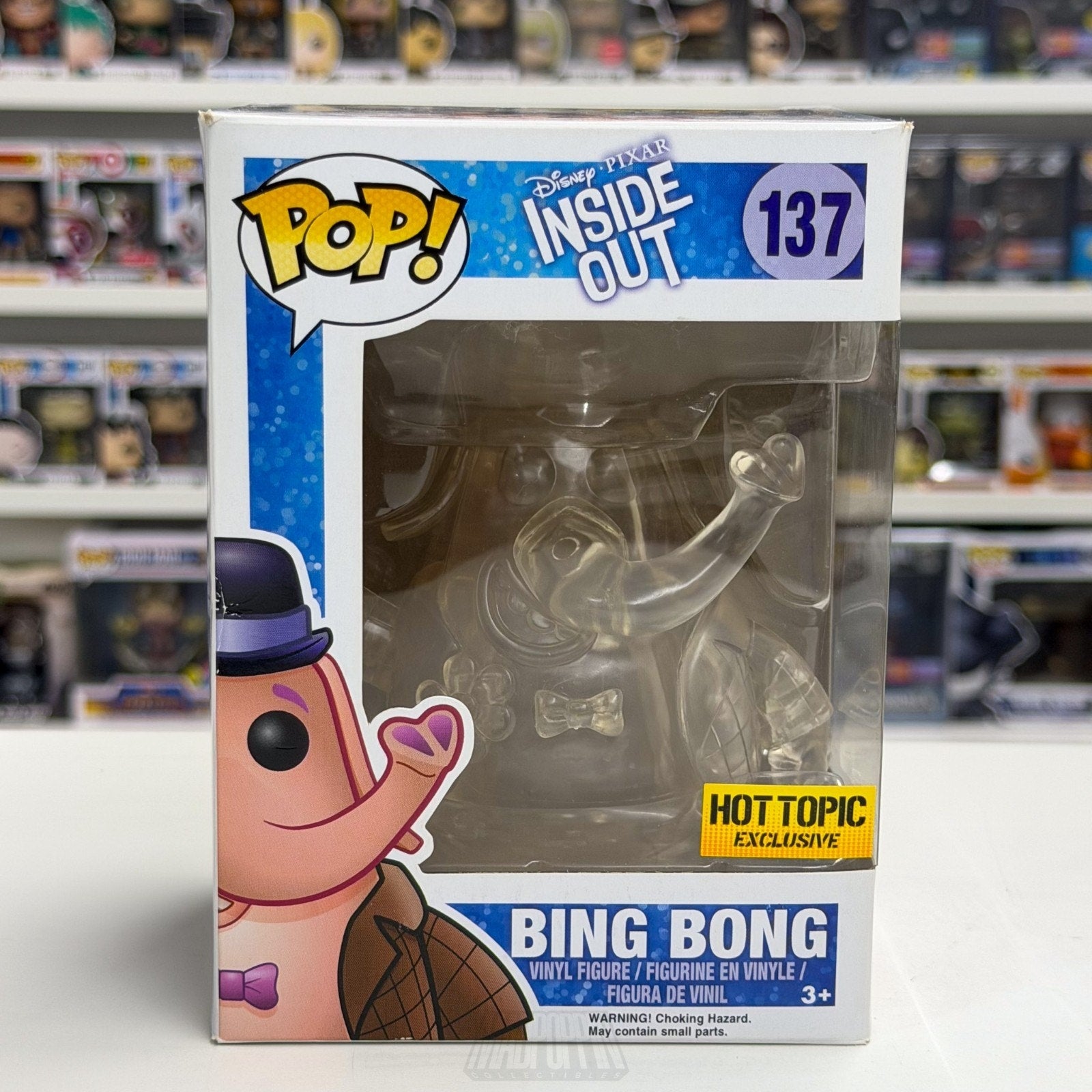 Funko Pop Disney Pixar Inside Out Bing Bong Clear Hot Topic 137 Toy Vinyl Figure