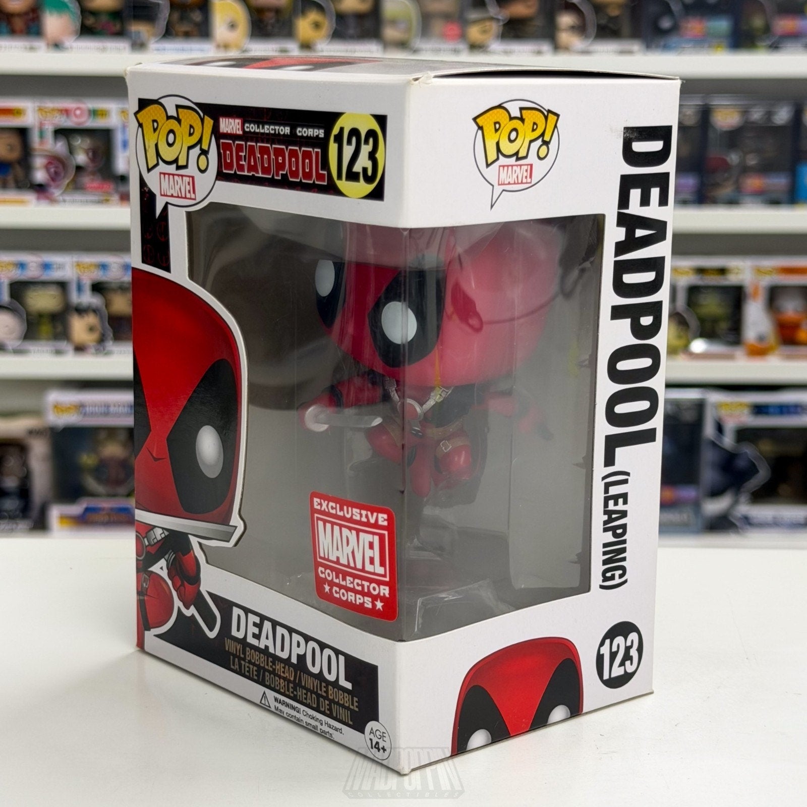 Funko Pop Marvel Collector Corps Deadpool Leaping w/Sword 123 Toy Vinyl Figure