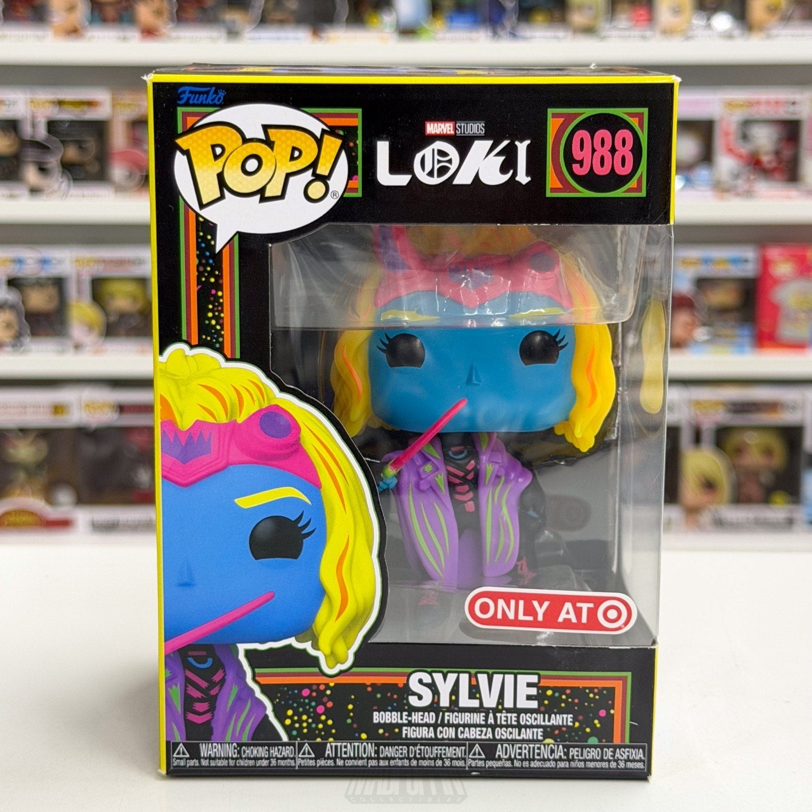 Funko Pop Marvel Studios Loki Sylvie Blacklight Target 988 MCU Toy Vinyl Figure